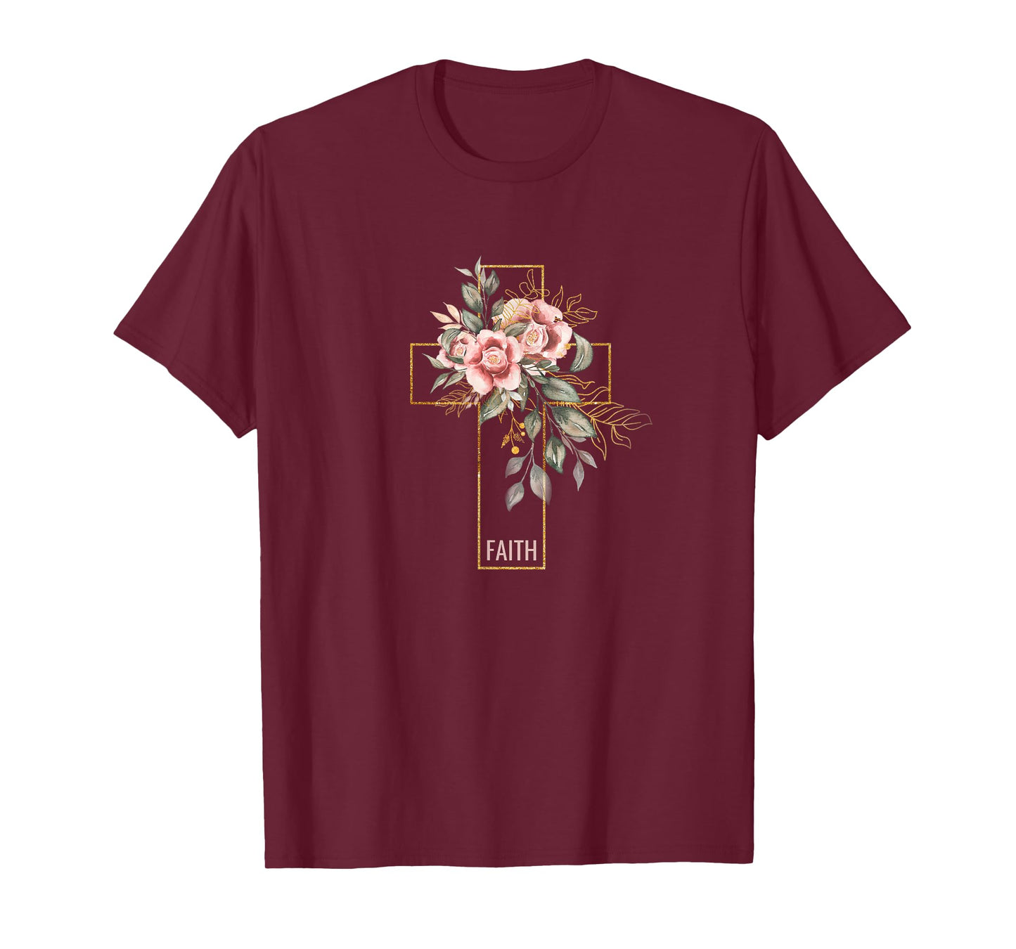 Faith Flowers and Cross Design Christian Believer T-Shirt