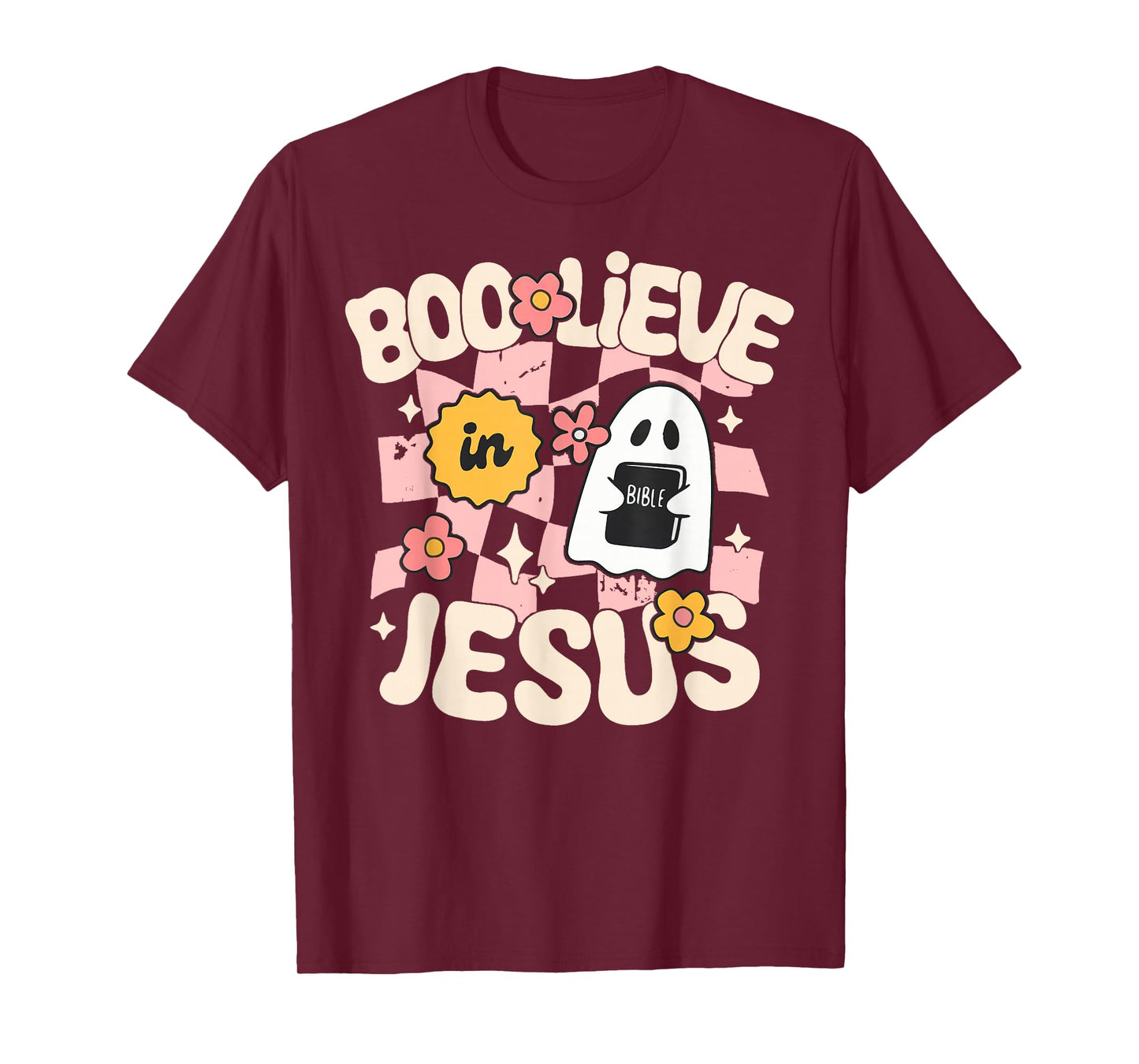 Boo Lieve in Jesus Funny Christian Halloween Cute Ghost T-Shirt