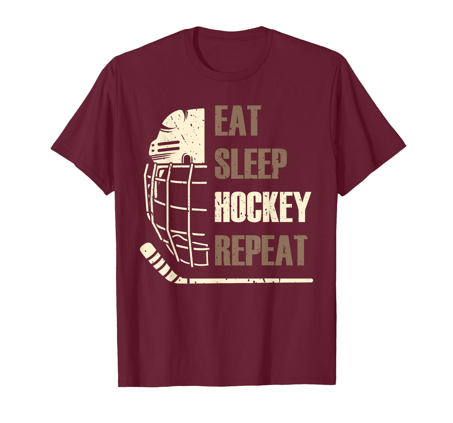 Eat Sleep Hockey Repeat Funny Mask Stick Ice Hokey Player T-Shirt