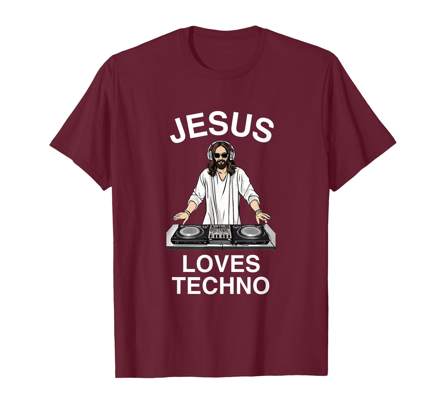 Jesus Loves Techno Funny Rave EDM Festival House DNB Music T-Shirt