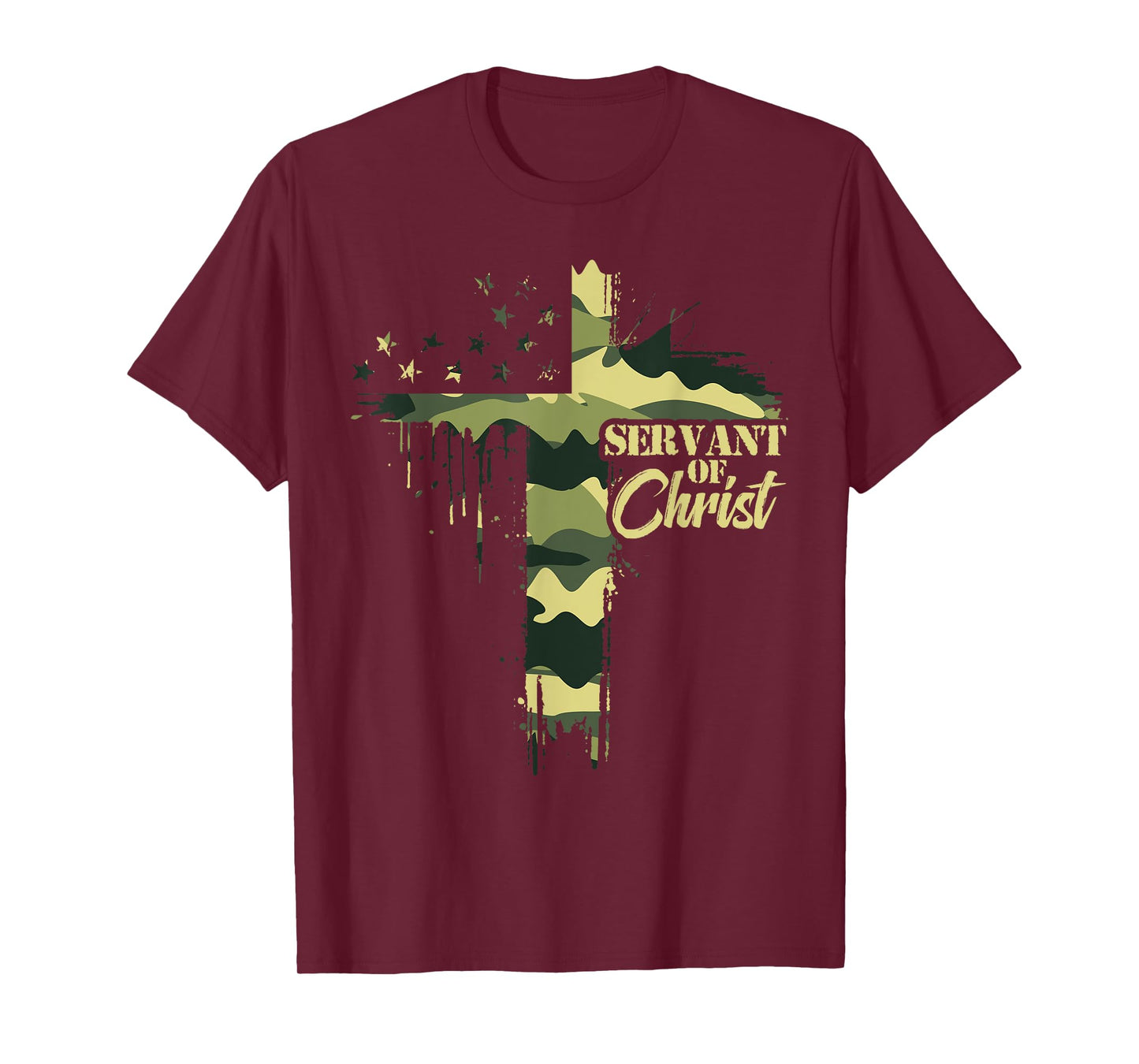Camo Flag Camouflage Cross Christian Dad Servant of Christ T-Shirt