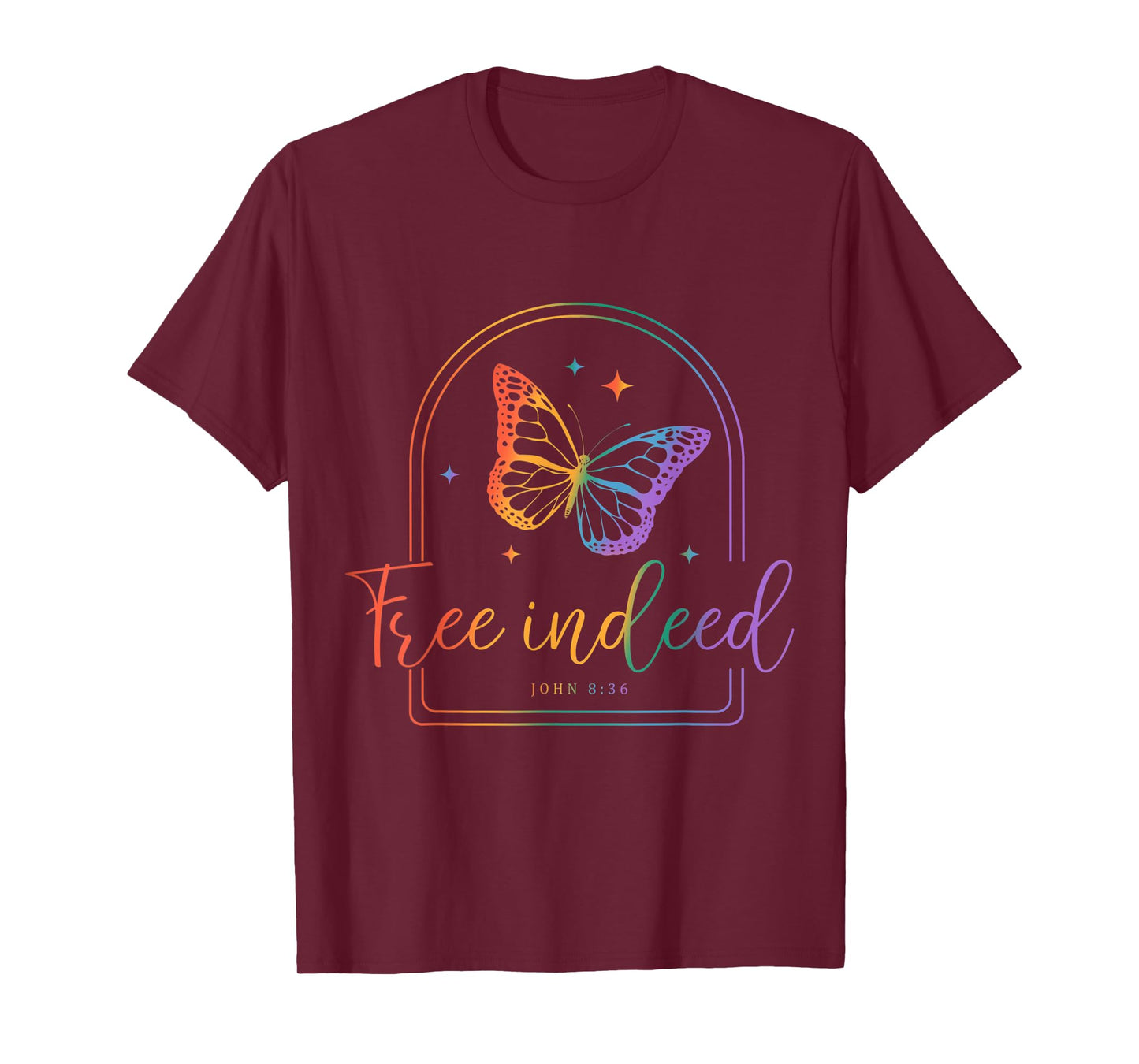 Free Indeed Christian Faith, Butterfly Bible Verse Tie-Dye T-Shirt