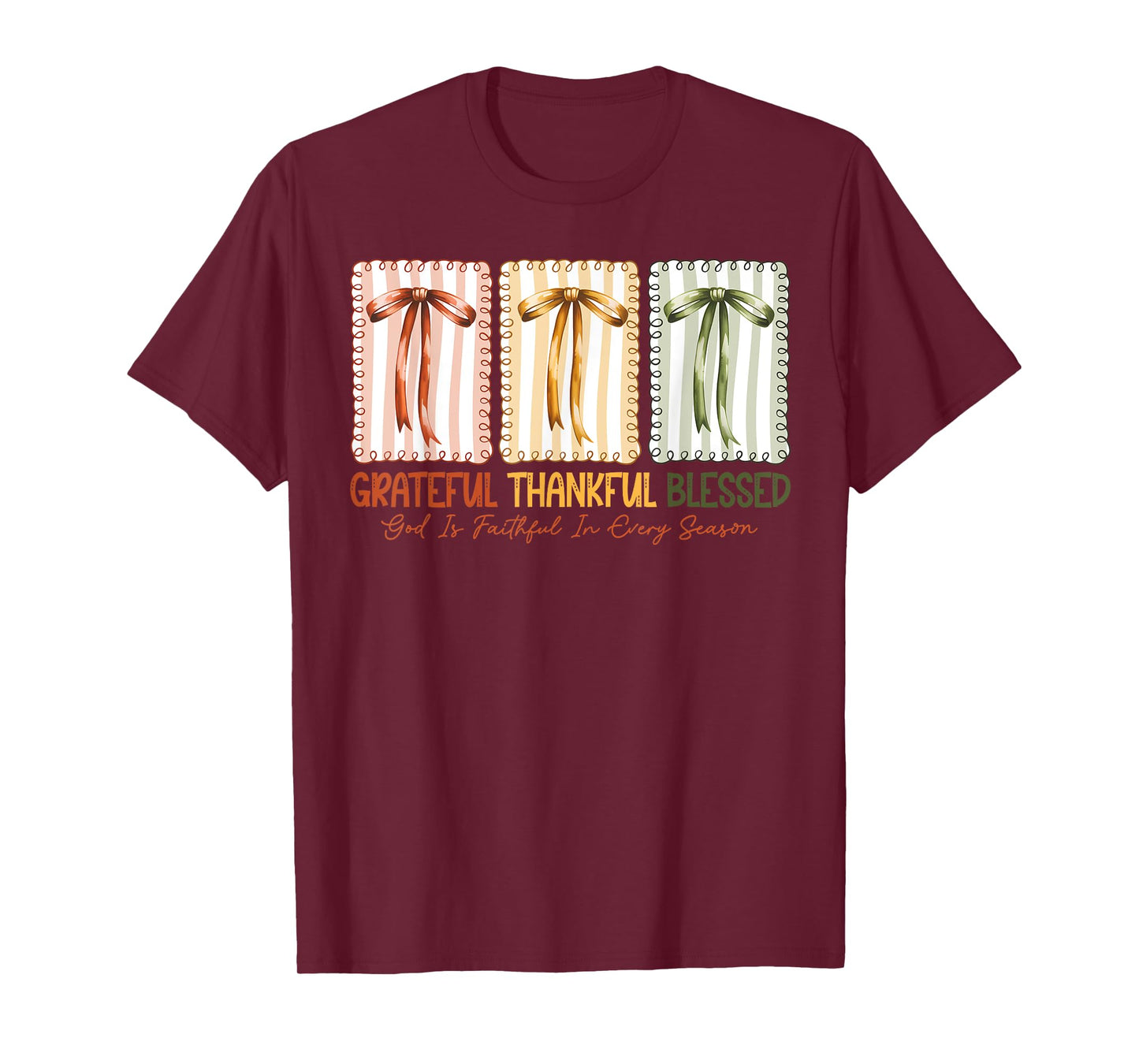 Grateful Thankful Blessed Faith Bow Fall T-Shirt