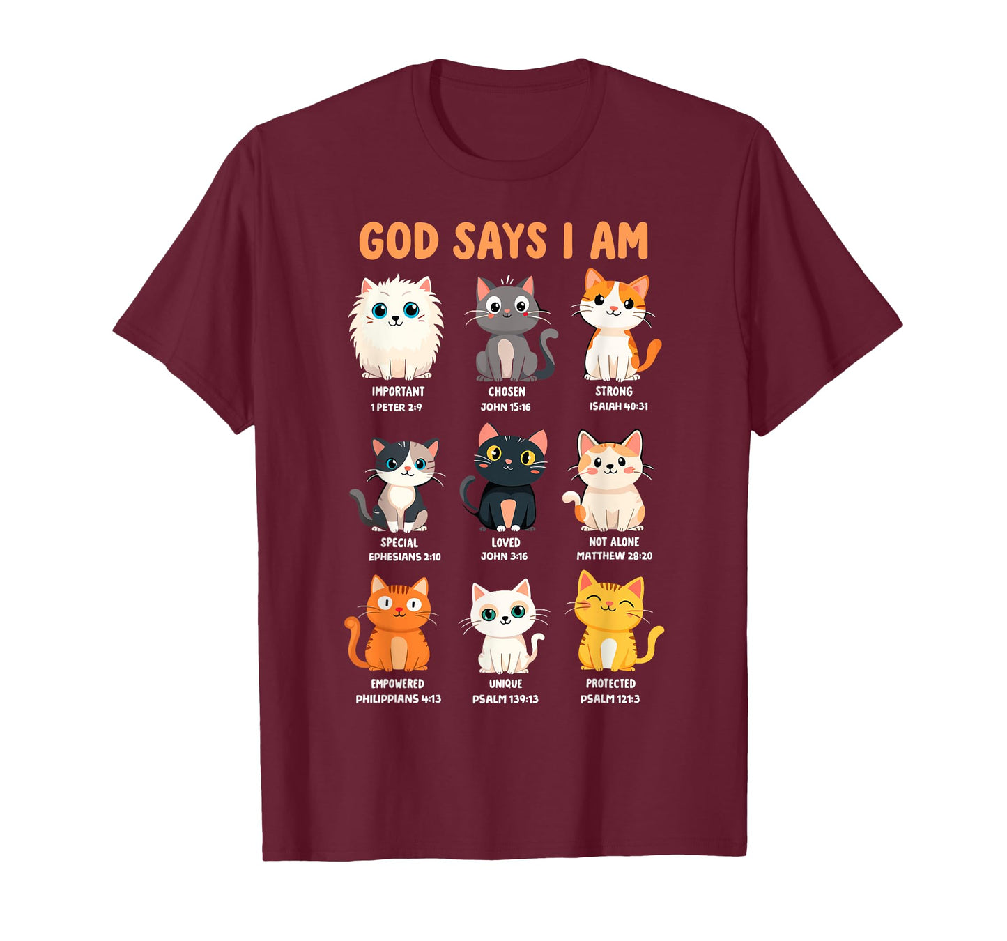 God Says I'm Christian Funny Cats Bible Verse Kitty Lover T-Shirt