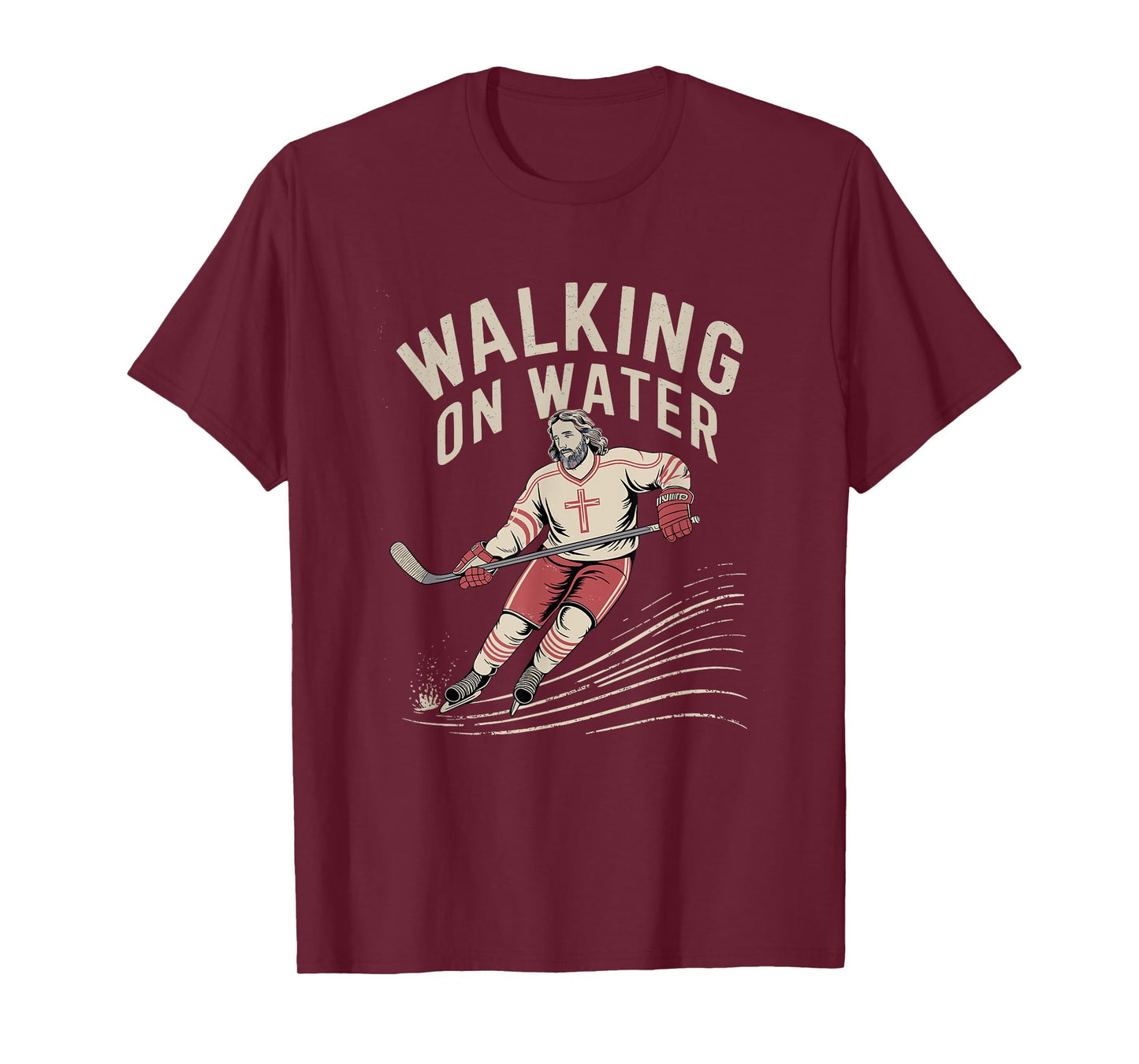 Walking on Water - Christian Religious Hockey Player T-Shirt
