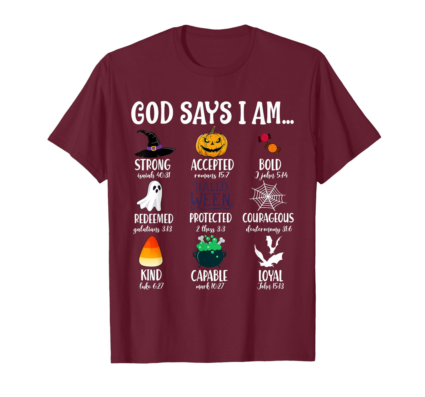 God Says I Am Bible Verse Halloween Jesus Christian Pumpkin T-Shirt