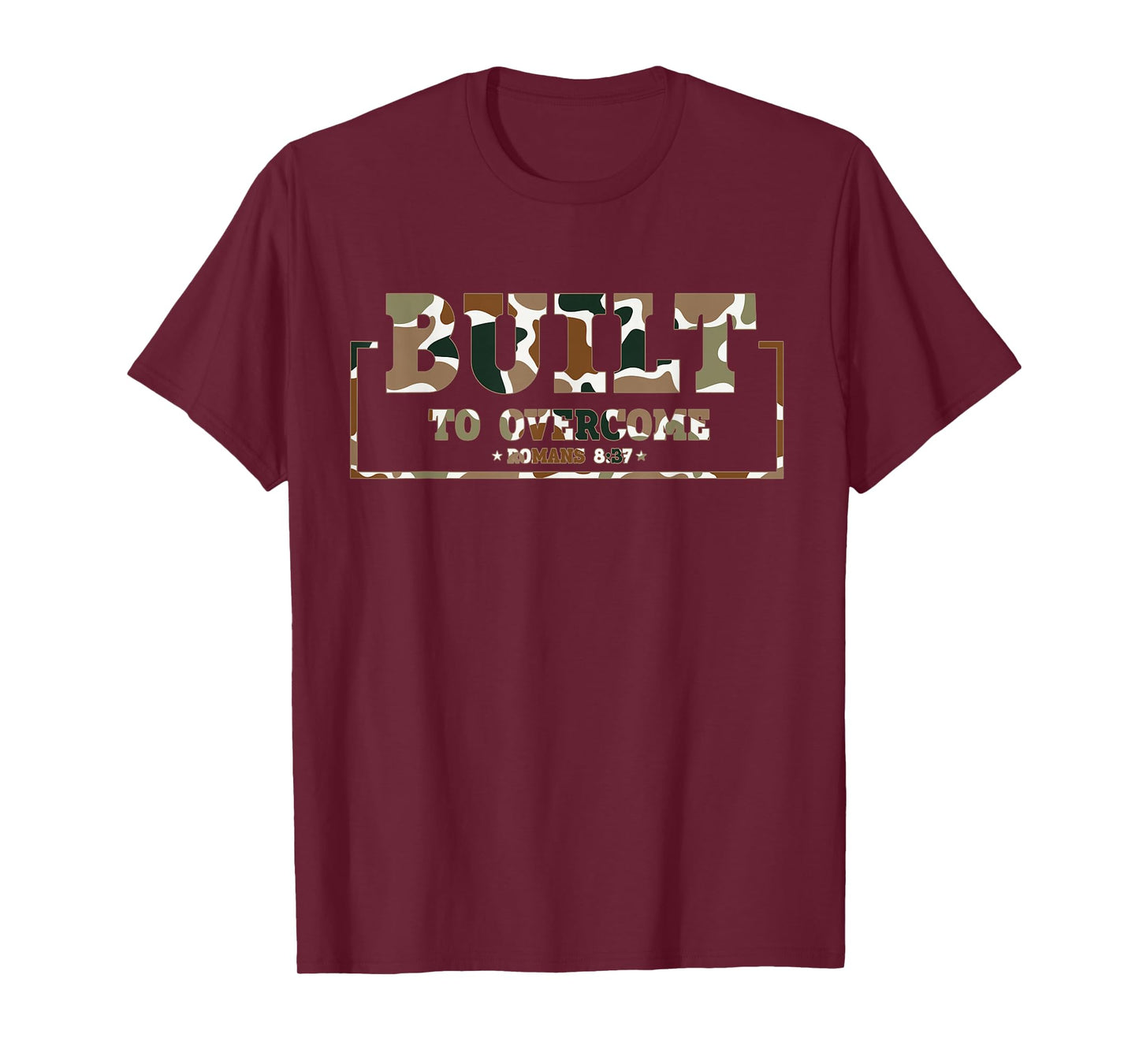 Built to Overcome Camo Scripture Workout Gym Faith Christian T-Shirt