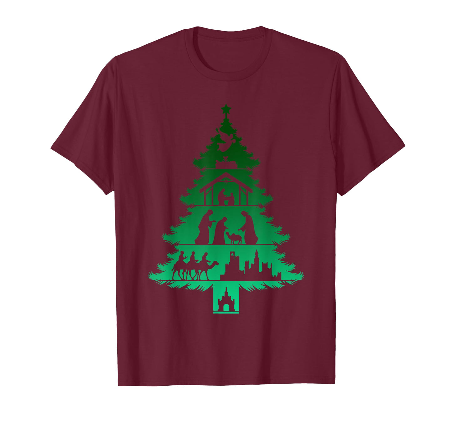 Nativity Christmas Tree Christmas Christian Xmas Holiday Pjs T-Shirt