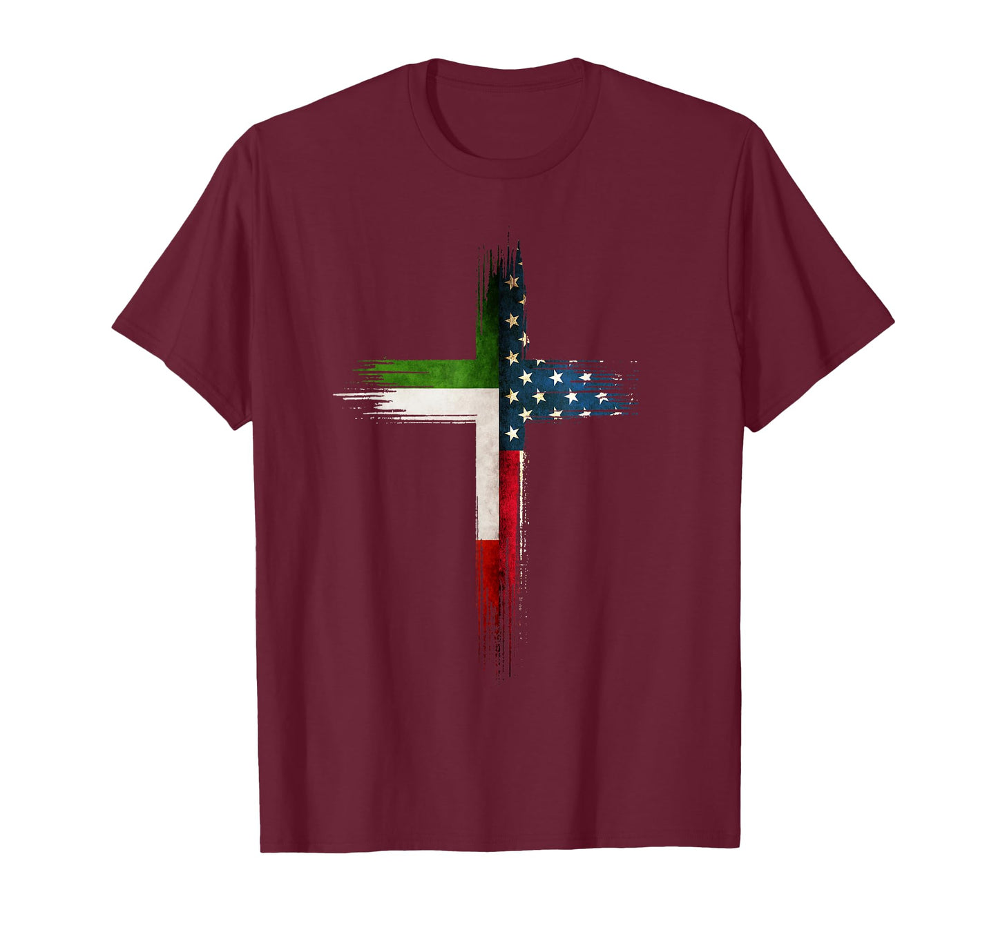 Christian Cross Italian American US Flag T-Shirt