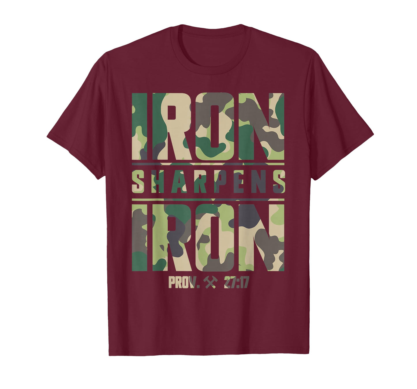 Camouflage Pattern Iron Sharpens Iron Camo Christian Men T-Shirt