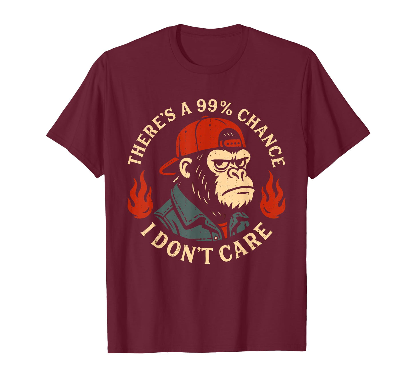 There's A 99% Chance I Don't Care Funny Saying Monkey Meme T-Shirt