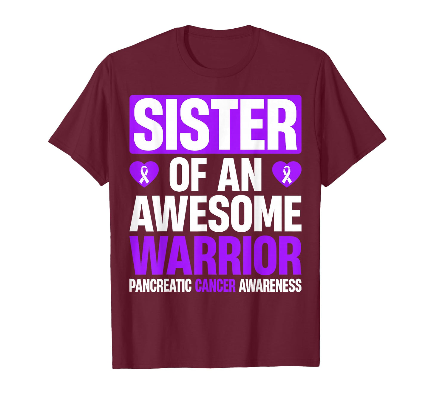 Sister of an Awesome Warrior Pancreatic Cancer Awareness T-Shirt