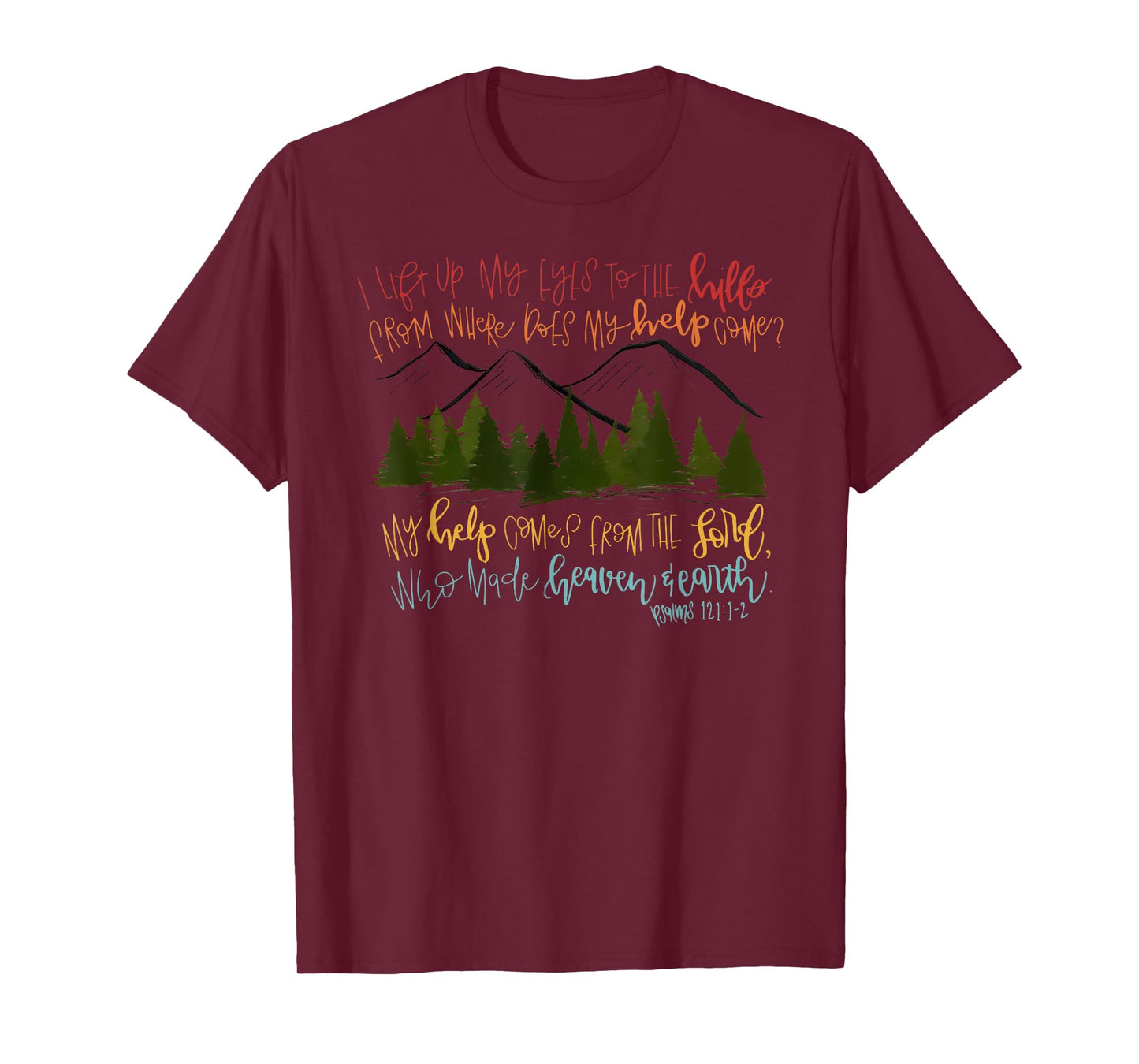 I Lift Up My Eyes to The Hills Christian Bible Verse Retro T-Shirt