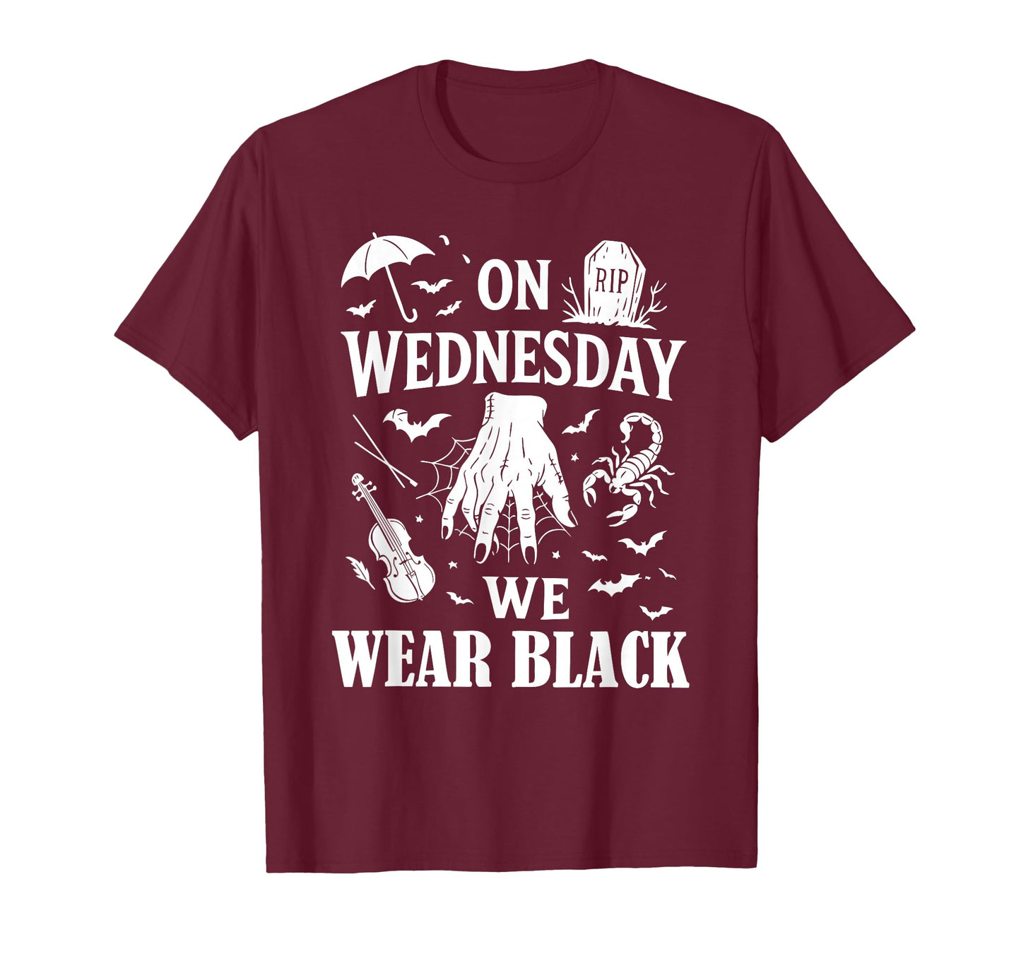 Funny Horror Hand On Wednesdays We Wear Black Halloween T-Shirt