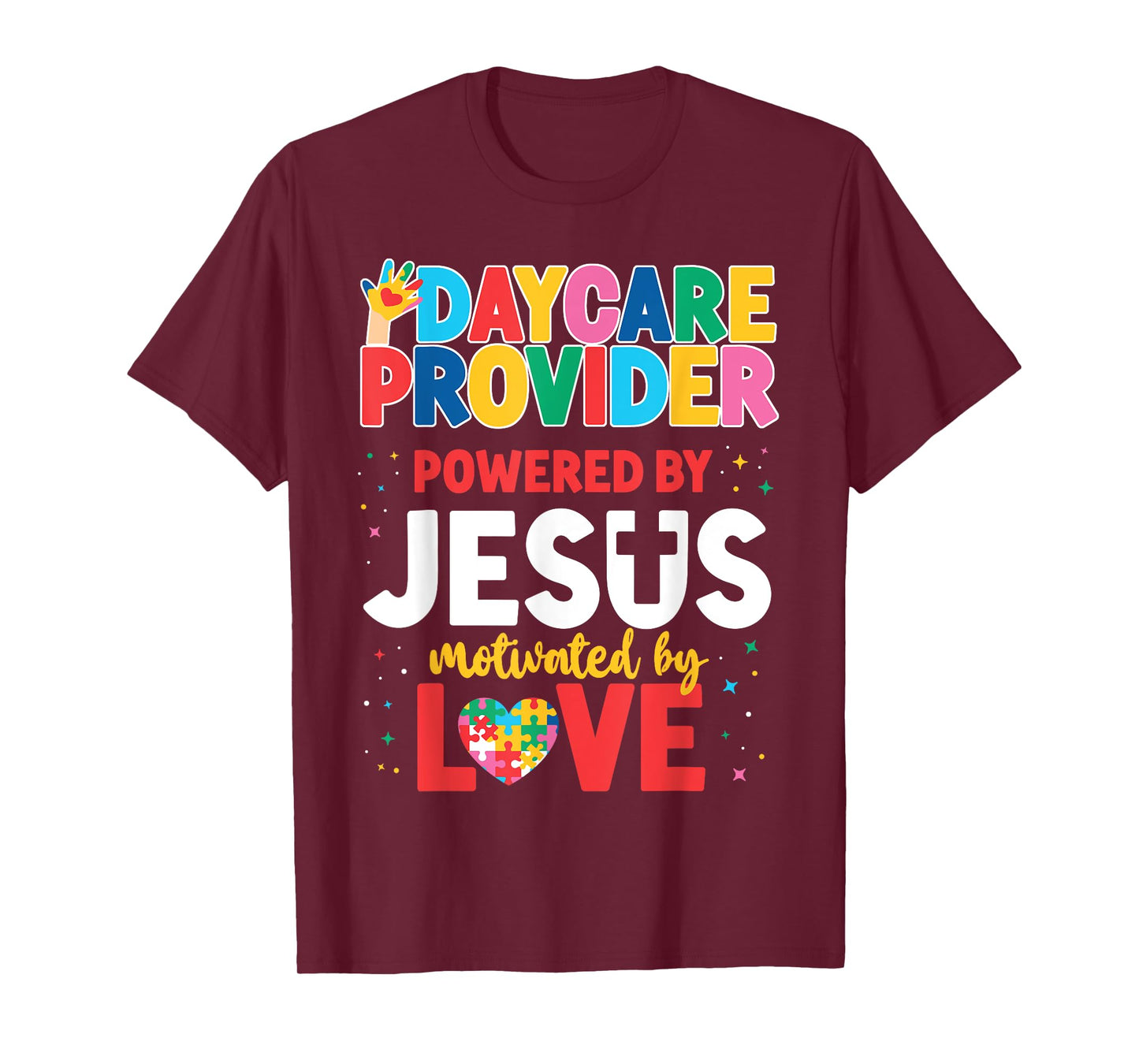 Childcare Daycare Provider Teacher Babysitter Jesus Faith Men Women Girls Kids T-Shirt