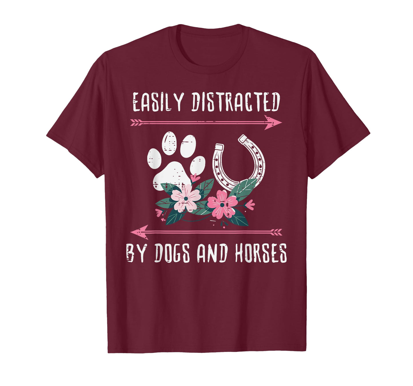 Easily Distracted Dogs Horses Equestrian Women Girls Kids T-Shirt