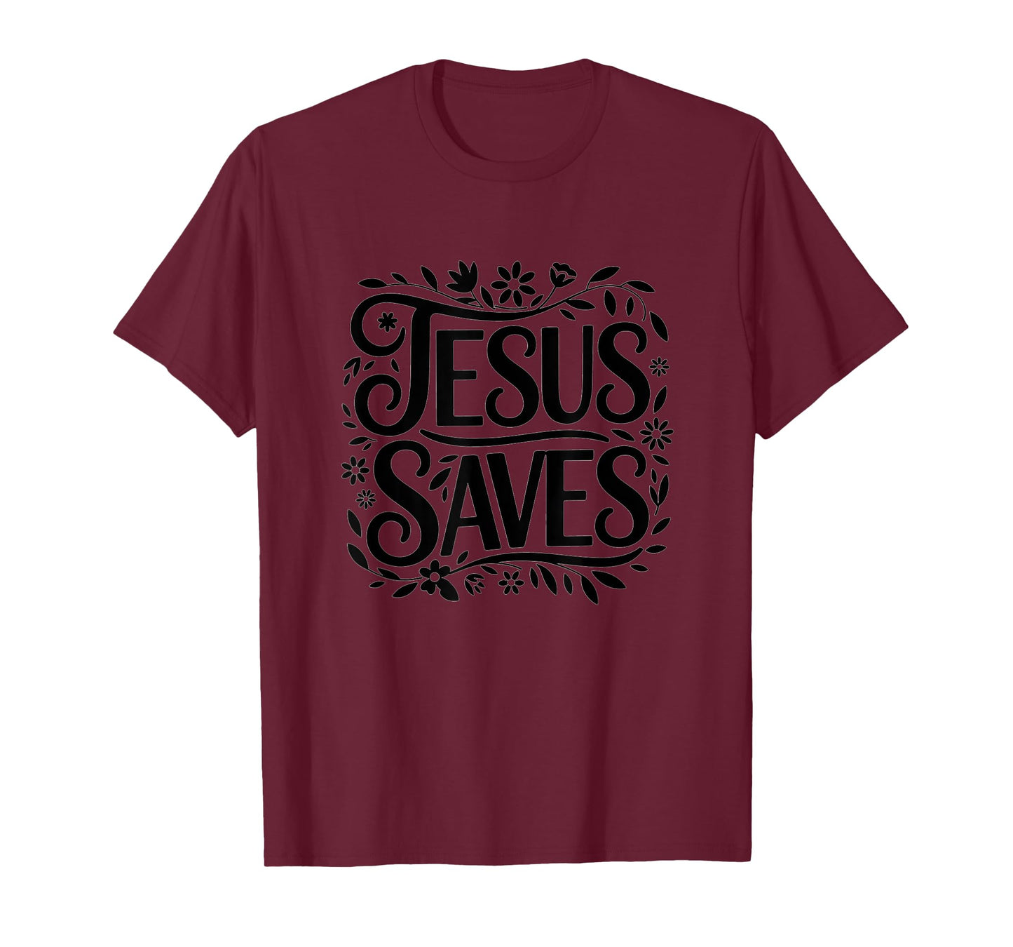 Jesus Saves Floral Ornamental Christian Faith T-Shirt