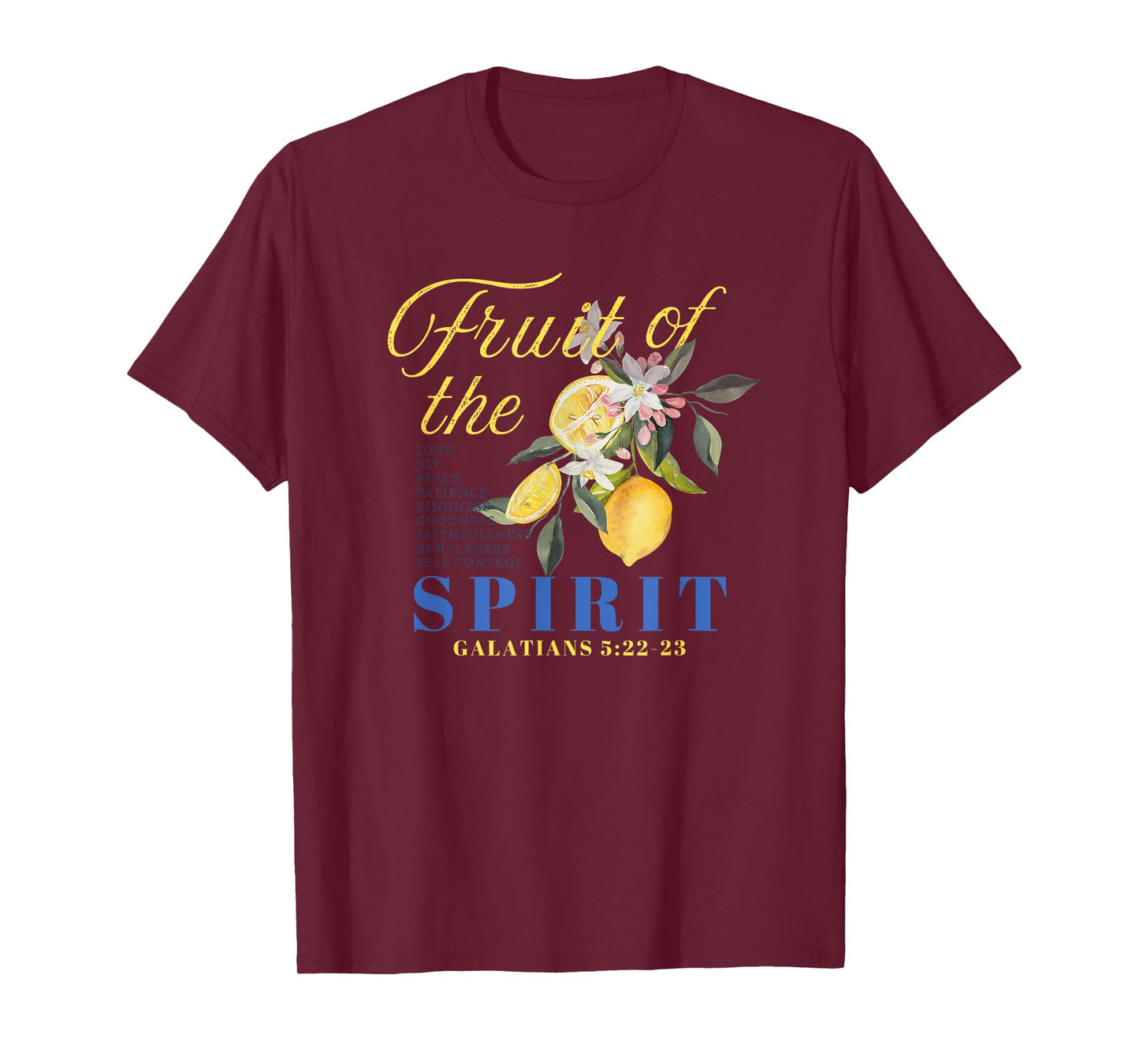 Christian Lemon Fruit of The Spirit Bible Verse Graphic Tee T-Shirt