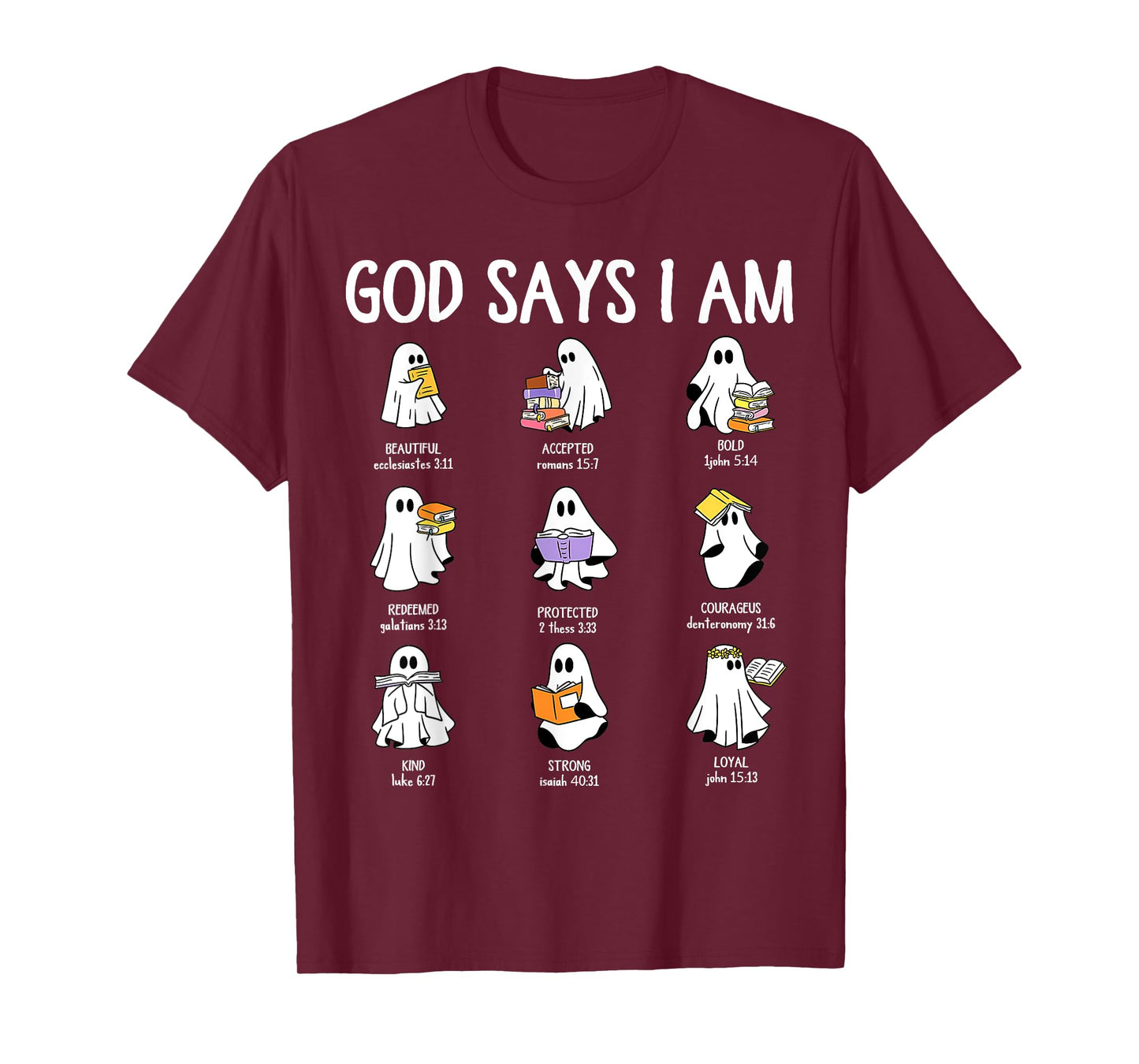 God Says I Am Cute Ghost Book Halloween Men Women Girl Kids T-Shirt