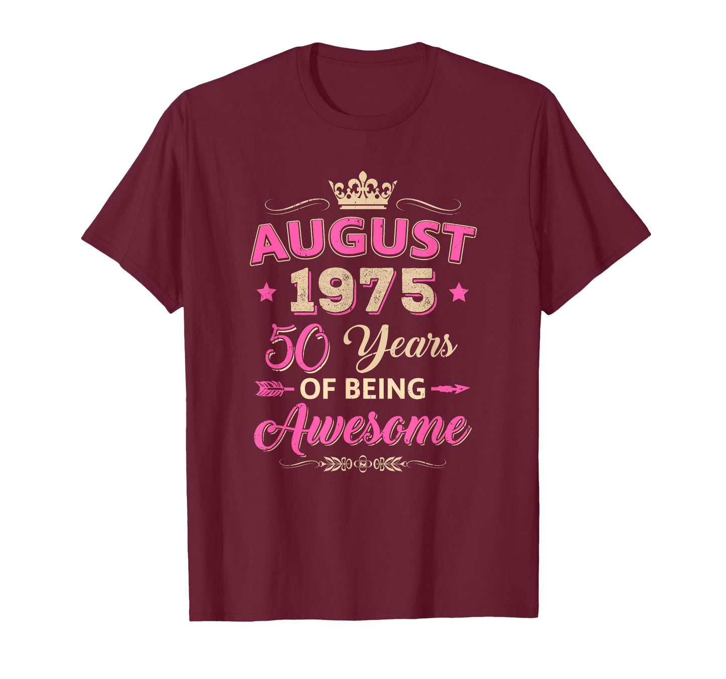 August 1975 50 Years Of Being Awesome Retro 50Th Birthday T-Shirt