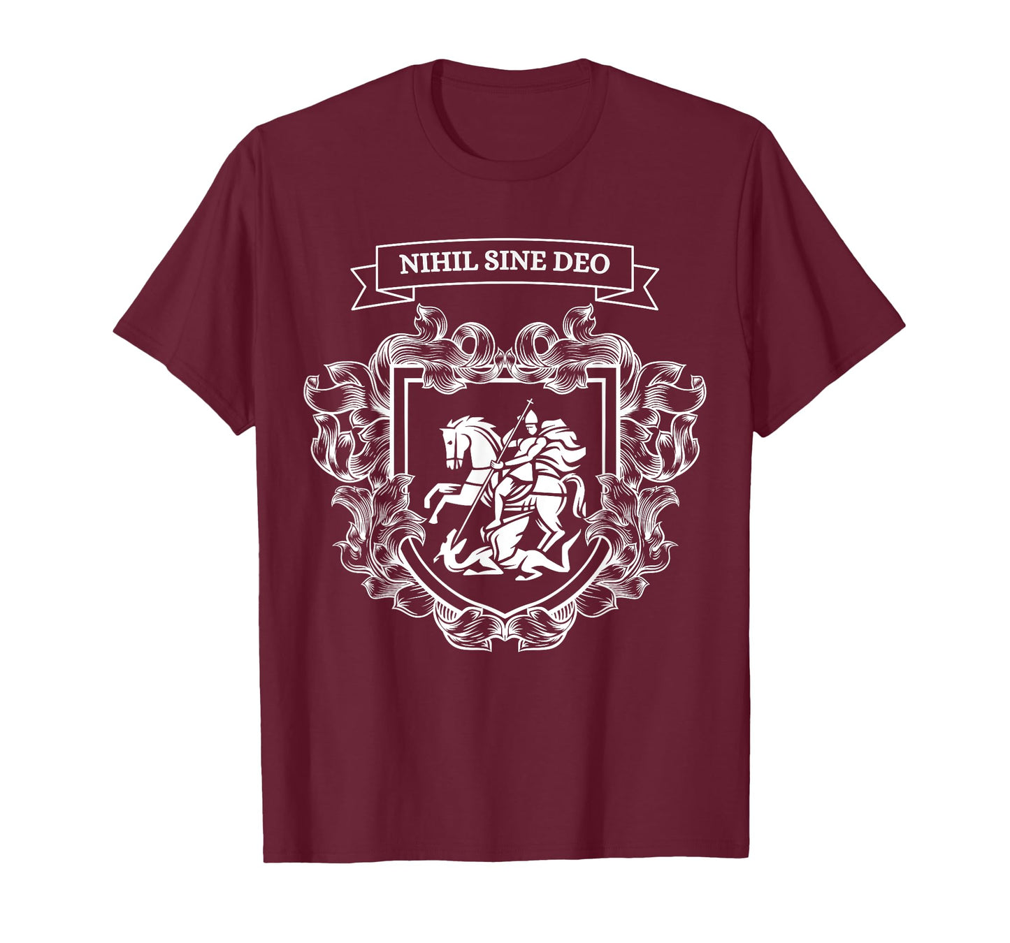 Saint George Slaying the Dragon Nihil Sine Deo Christian Tee T-Shirt