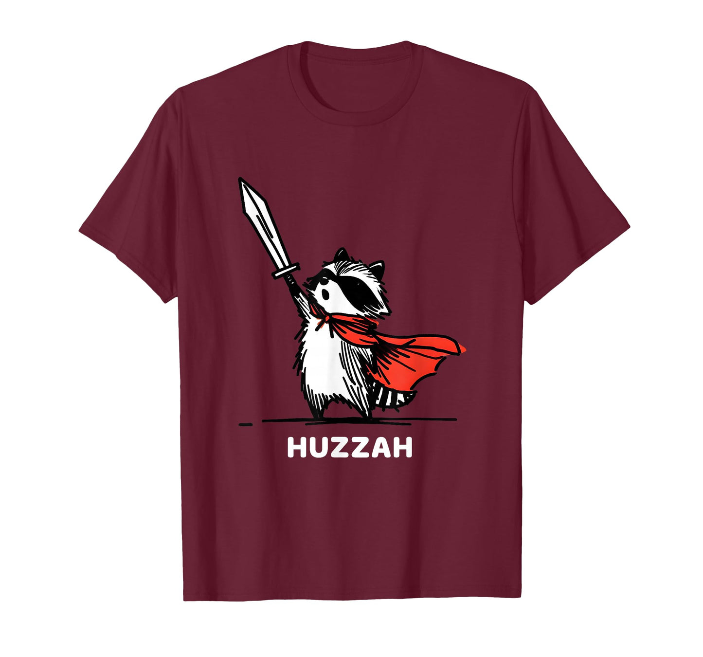 Huzzah Raccoon Knight Funny Sword Meme Quote T-Shirt