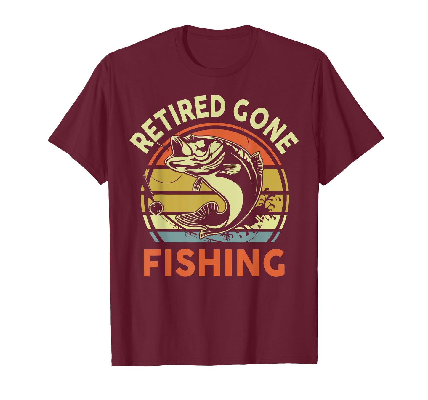 Retired Gone Fishing Grandpa Father Day Gift Funny Bass Dad T-Shirt