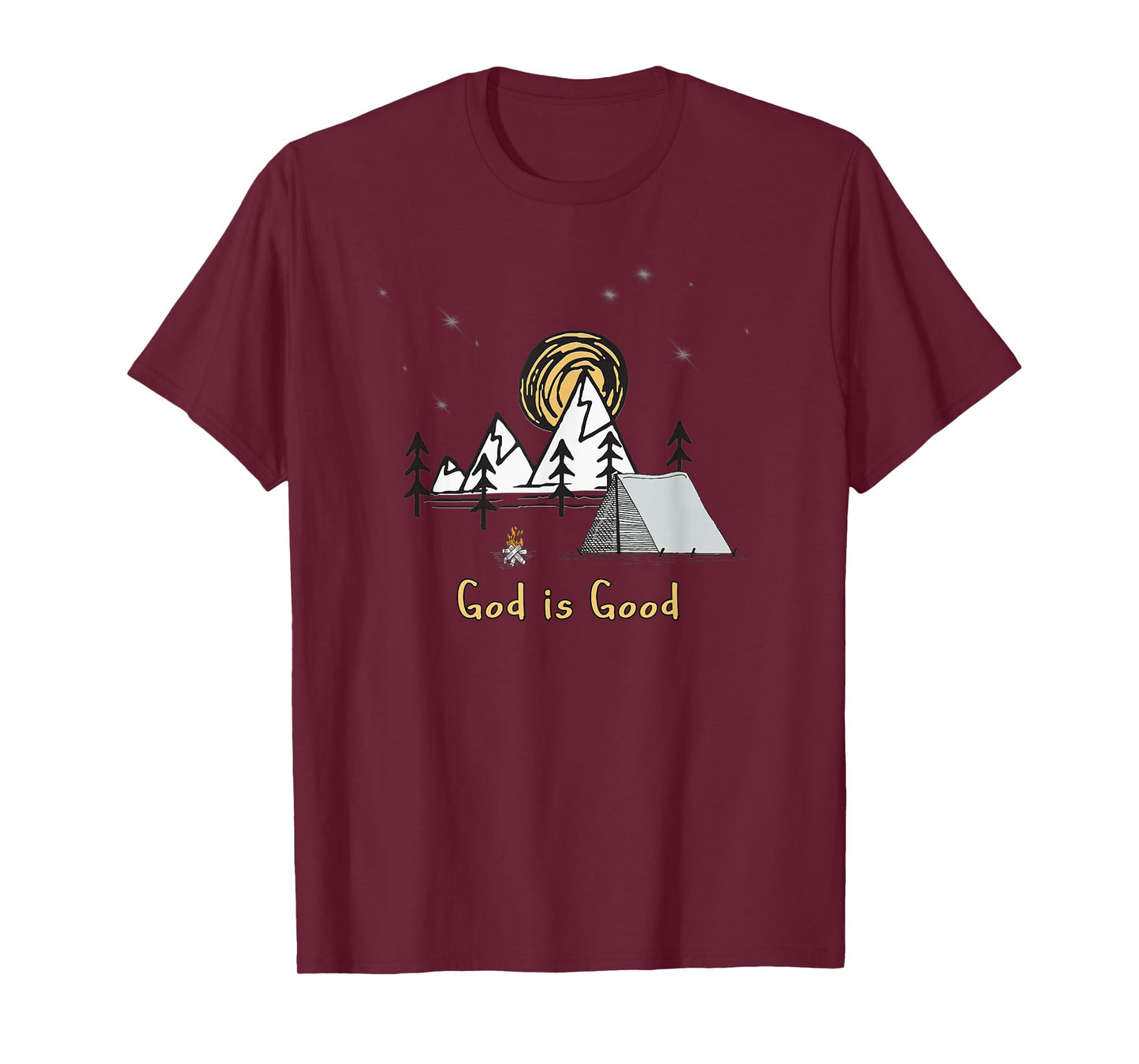 God is good tent camping under the stars graphic design gift T-Shirt