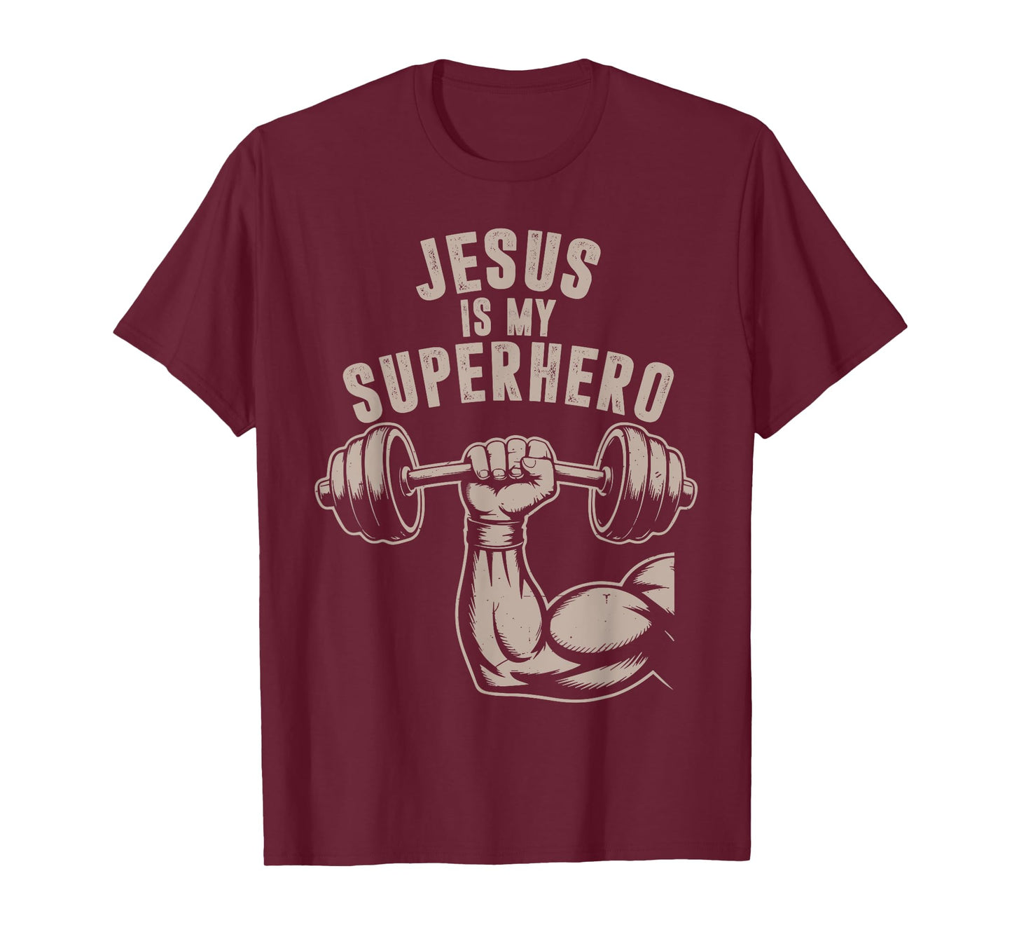 Jesus is My Superhero Barbell Funny Christian Workout Gym T-Shirt