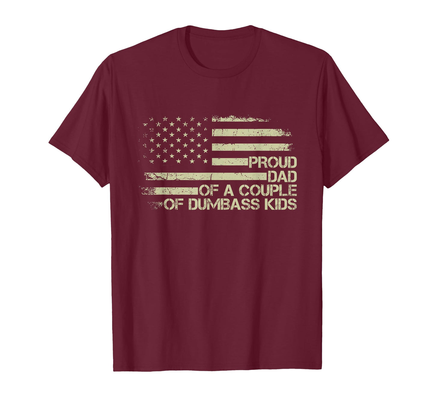 Proud Dad of a Couple of Dumbass Kids American Flag Funny T-Shirt