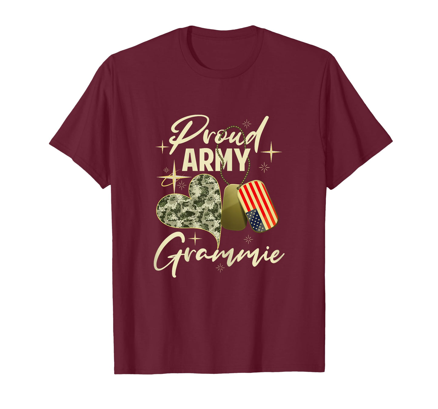Proud Army Grammie Camouflage Mother's Day Dog Tag US Flag T-Shirt for Women