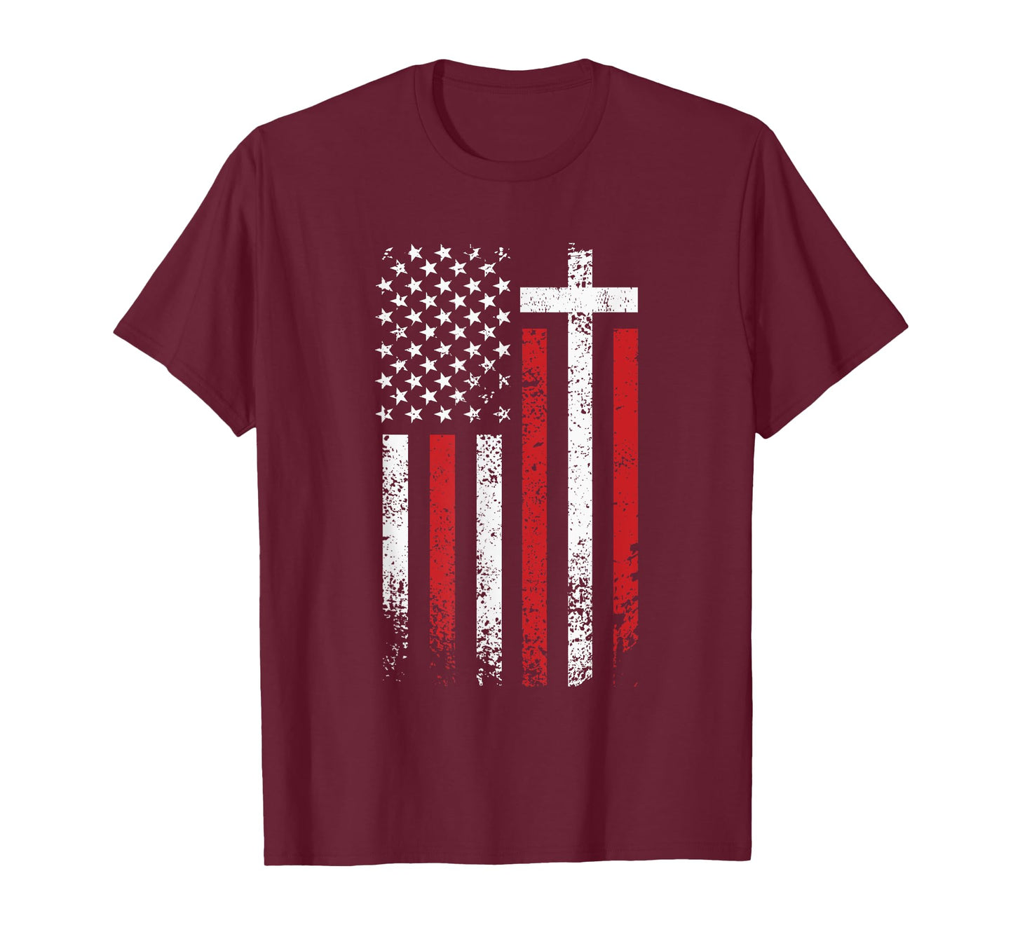 American Flag Cross Christmas Patriotic Religious Christian Women Kids Men T-Shirt
