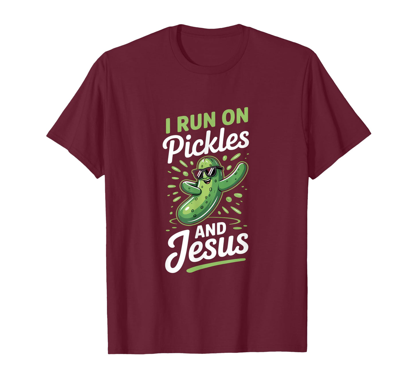 Funny Pickle Cucumber I Run on Pickles and Jesus T-Shirt
