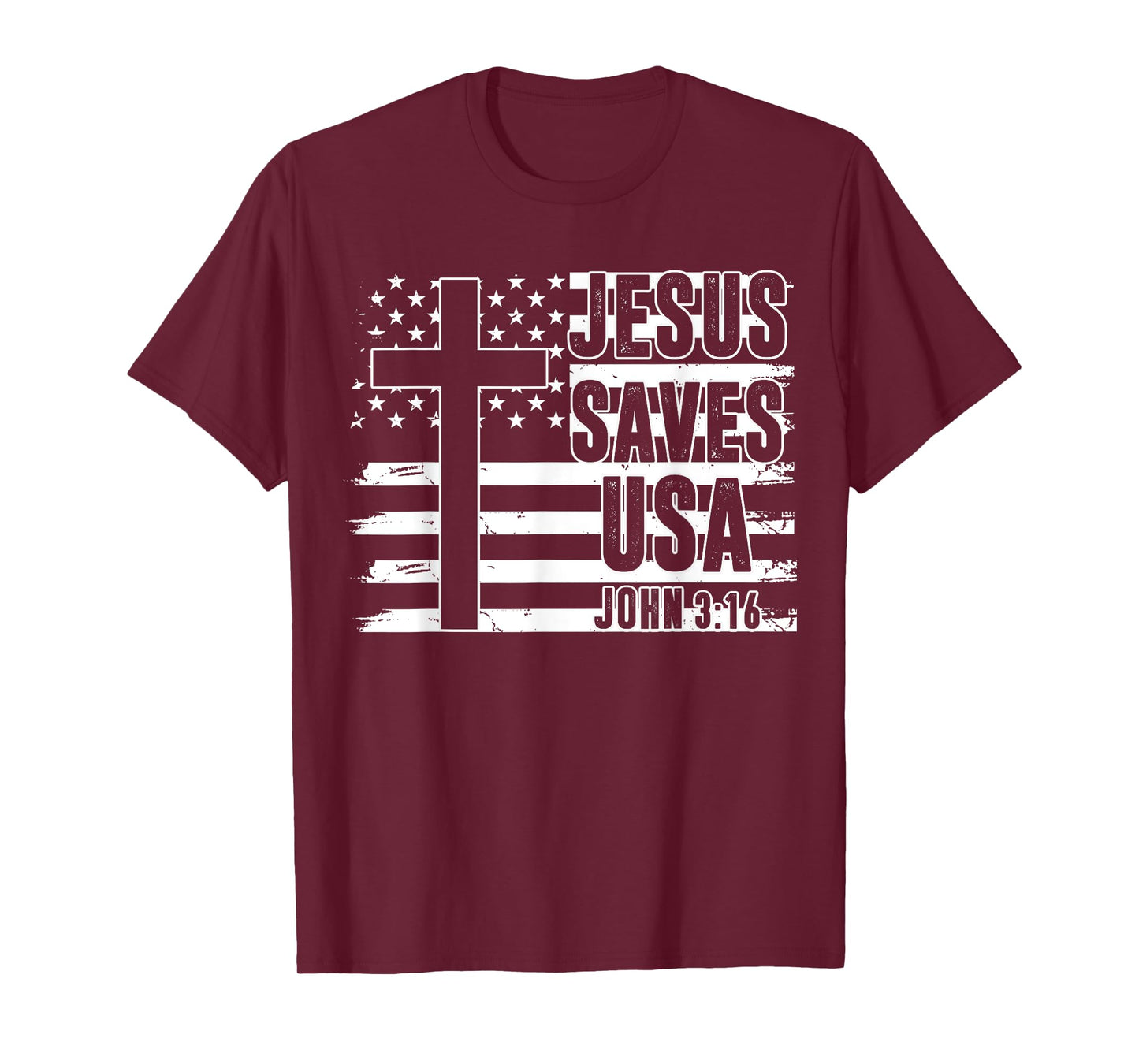 Dad Jesus Saves American Flag USA Patriotic Boys Christian T-Shirt