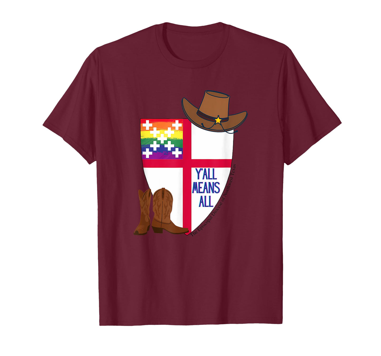 Funny Y'All Means Yall Episcopal Church Gay Pride T-Shirt
