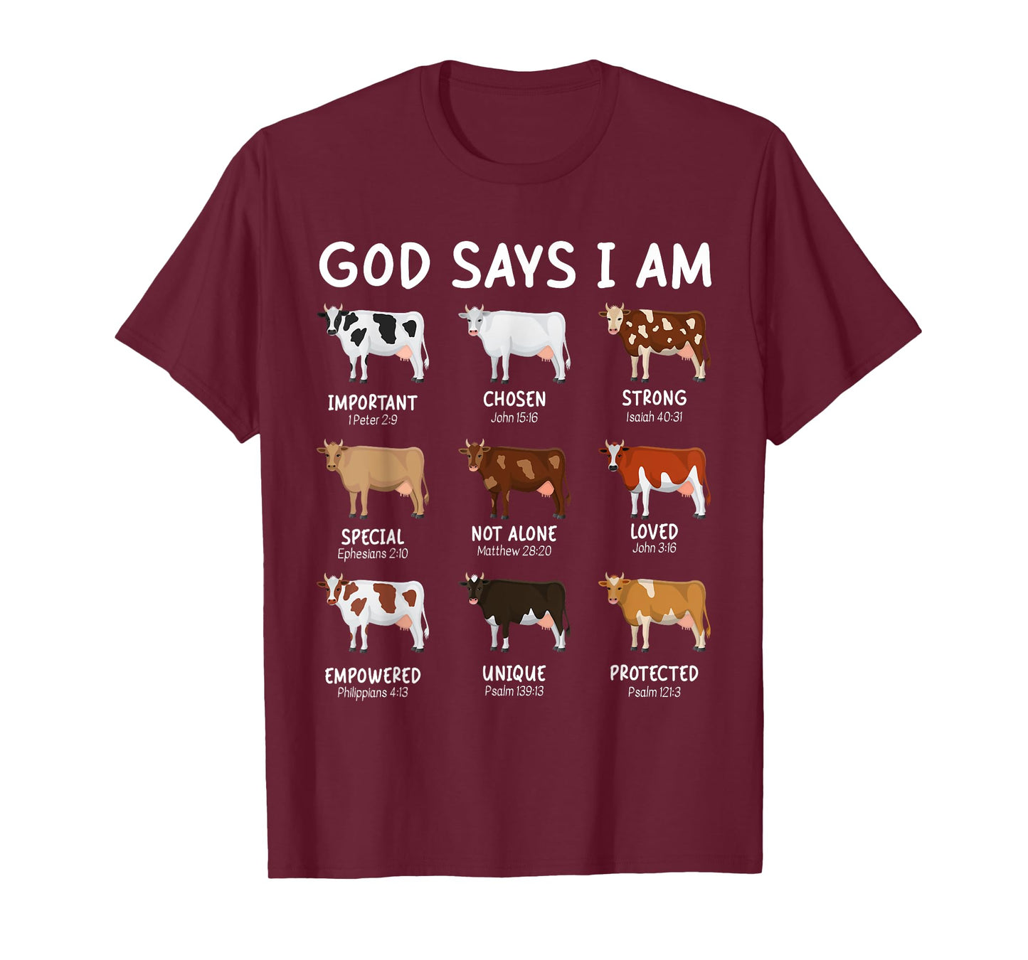 God Says I Am Cute Heifer Cow Bible Verse Christian T-Shirt