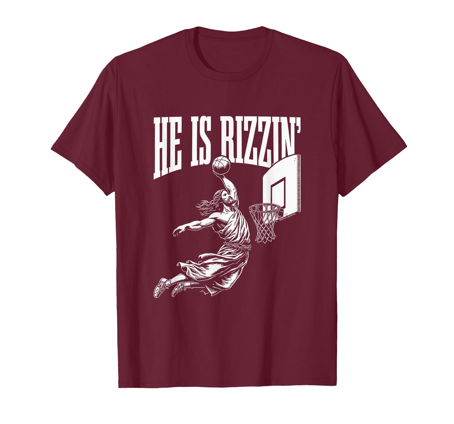 He Is Rizzin Funny Jesus Basketball Meme T-Shirt