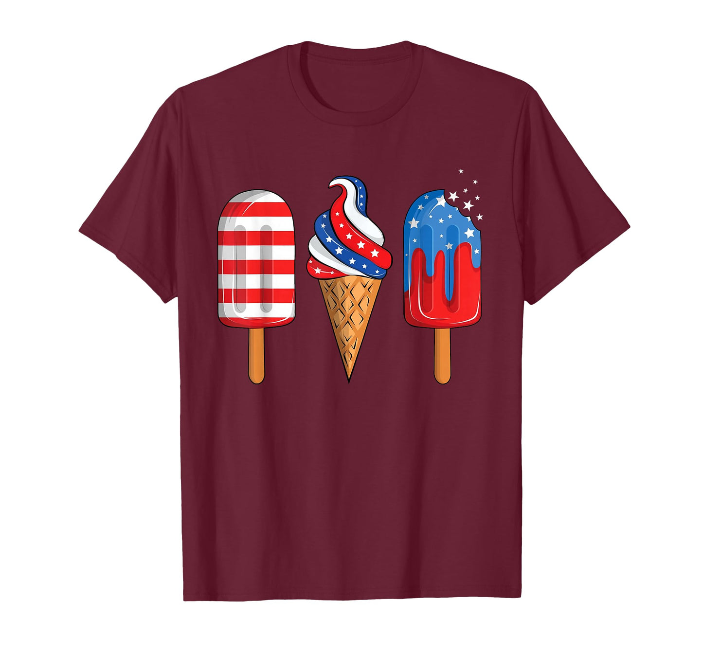 4th Of July Popsicle Red White Blue American Flag Patriotic T-Shirt