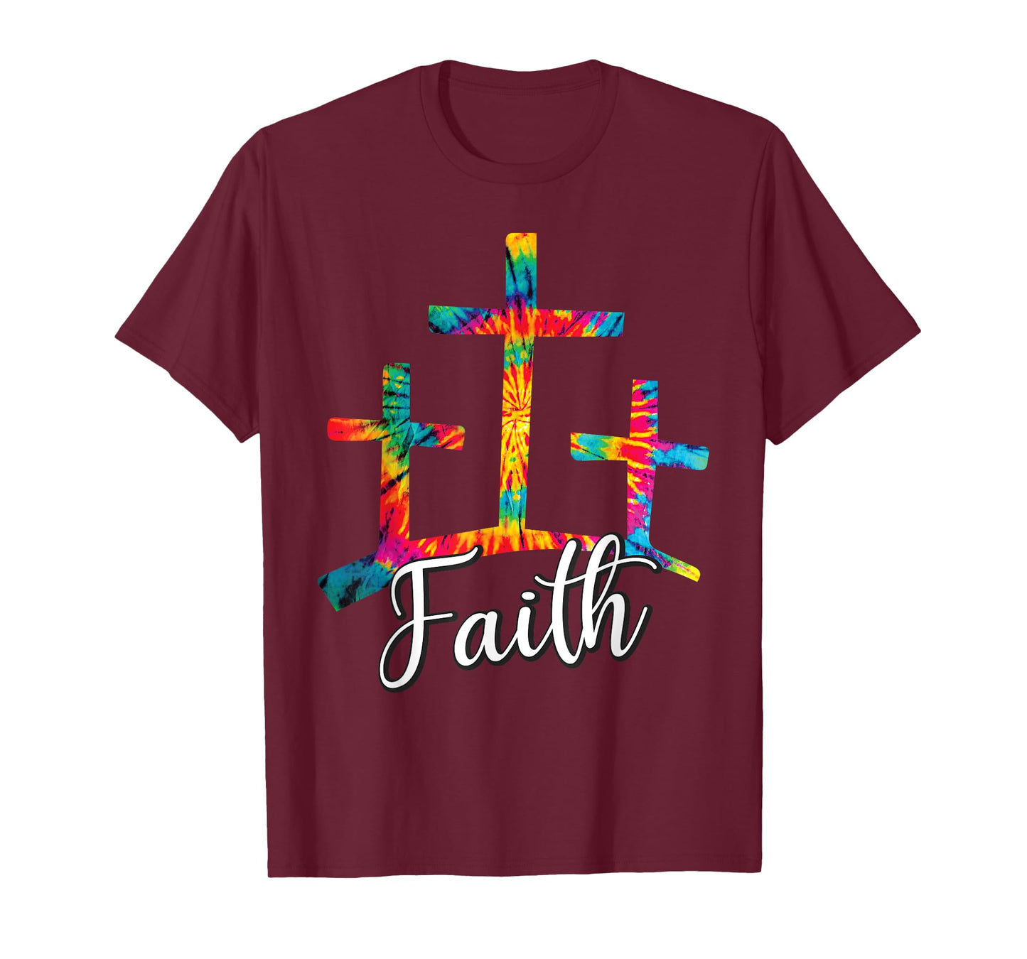 Faith Jesus Christian Cross Tie Dye Rainbow Religious Bible T-Shirt