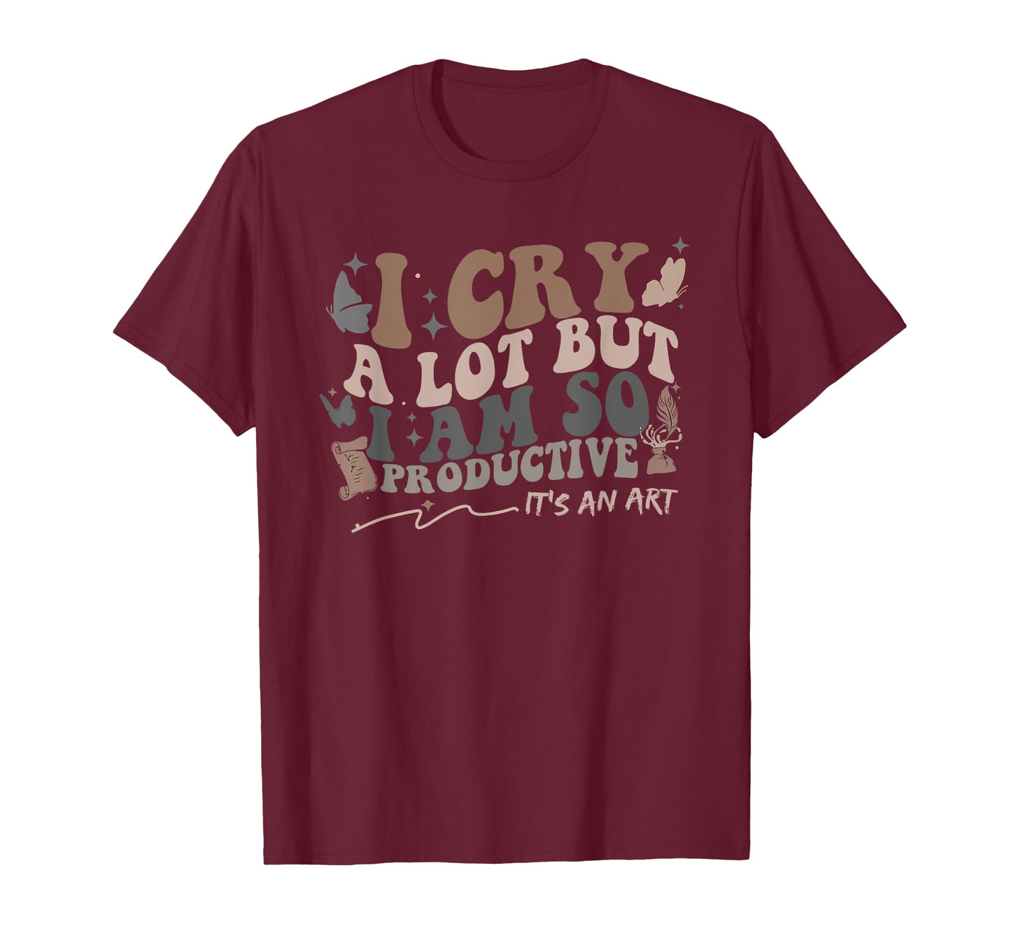 Retro I Cry A Lot But I Am So Productive Funny Trending Meme T-Shirt