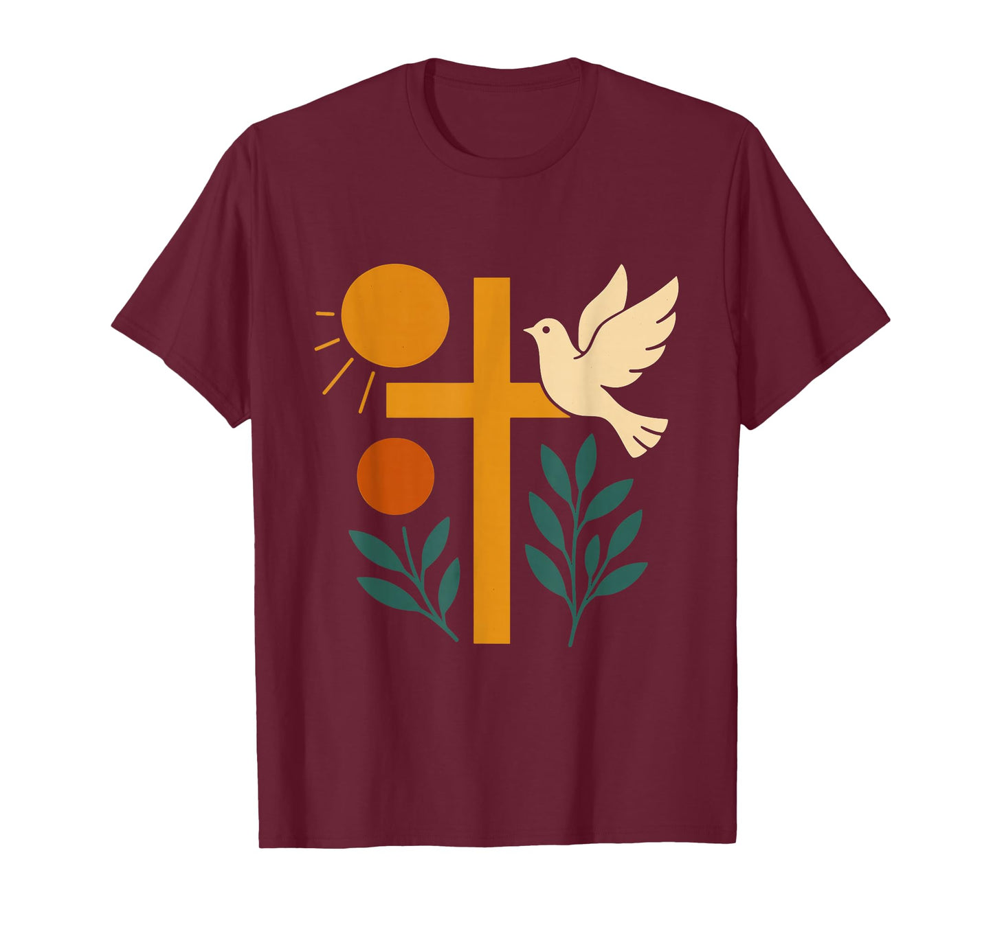 Mid Century Christian Faith Cross Dove and Sun T-Shirt