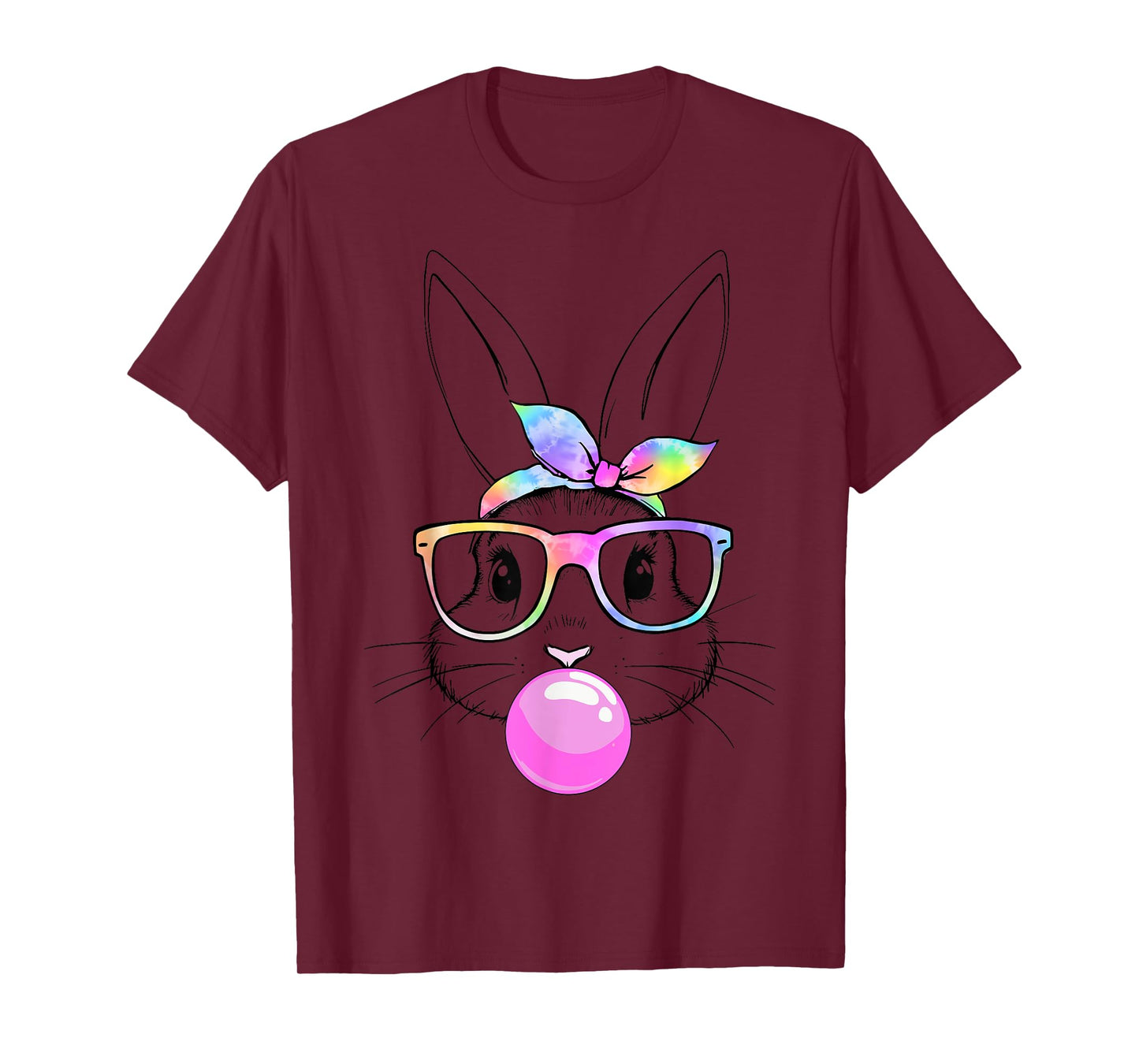 Bunny tie dye glasses bandana bubblegum easter girls women T-Shirt
