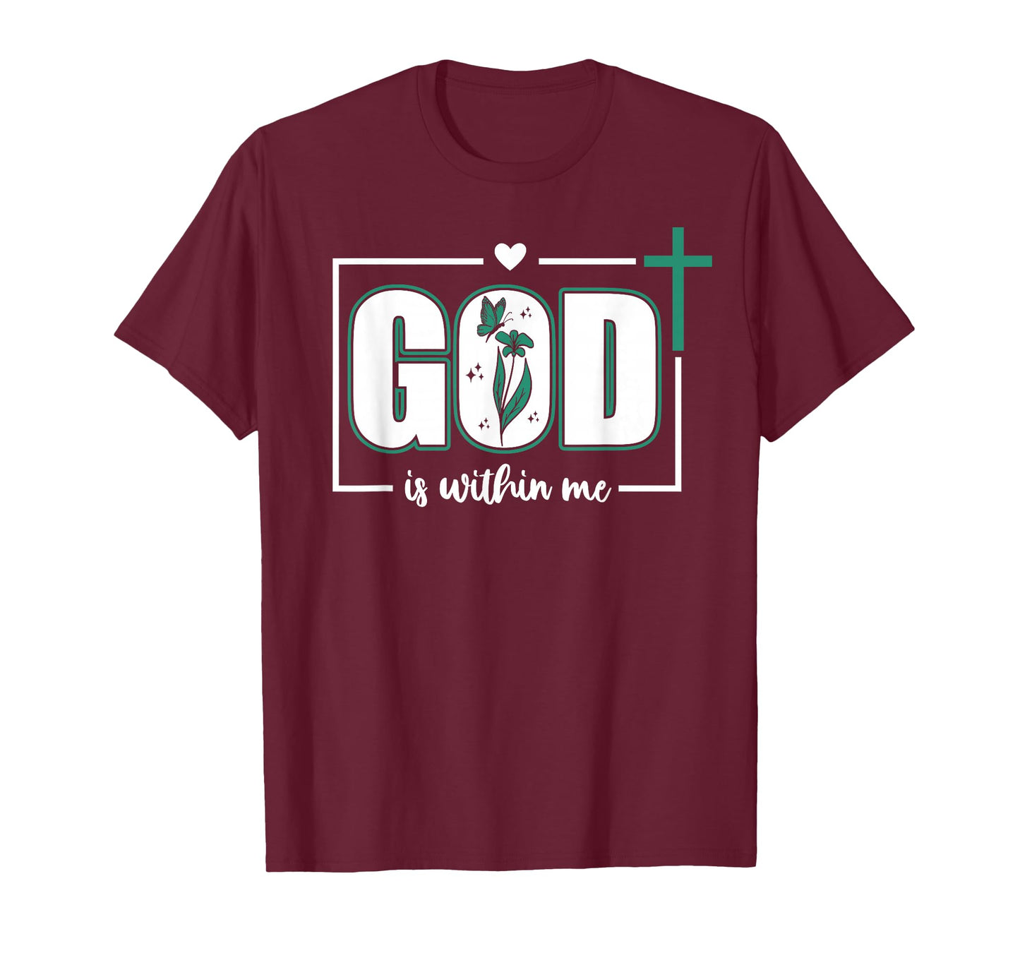 God is Within Me Will I Not Fall Psalm 46:5 Teal Bible Verse T-Shirt