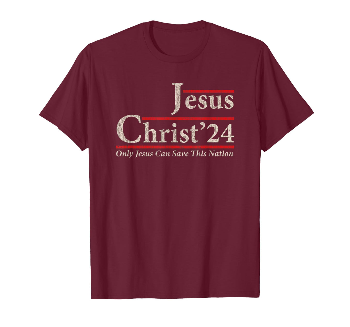 Jesus Christ 2024 Only Jesus Can Save This Nation T-Shirt - Black, Unisex, Short Sleeve, Religious Retro T-Shirt, Small