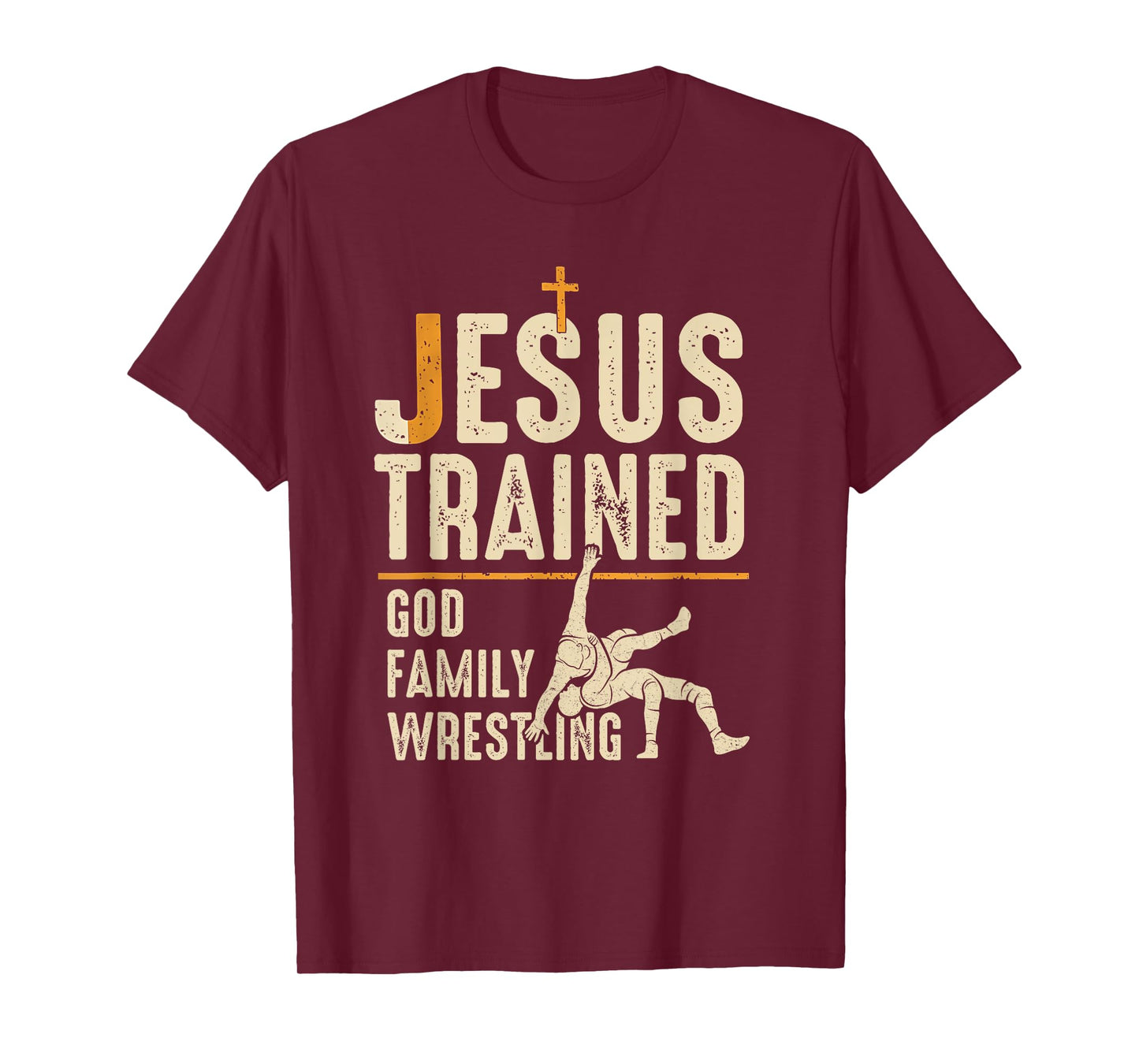 Jesus Trained God Family Wrestling Christian Unisex-Adults Black Small Christian Wrestling T-Shirt