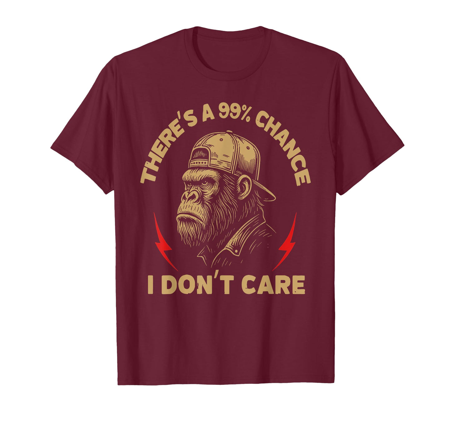 There's A 99% Chance I Don't Care Funny Monkey Men T-Shirt