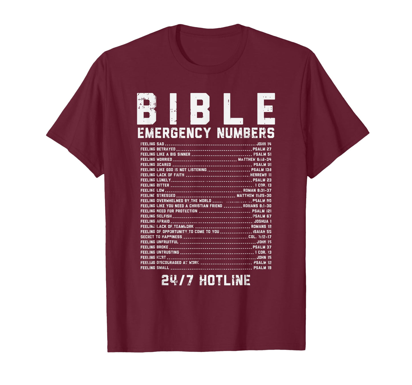 Bible Emergency Numbers Verse God Jesus Faith Christian Gift T-Shirt