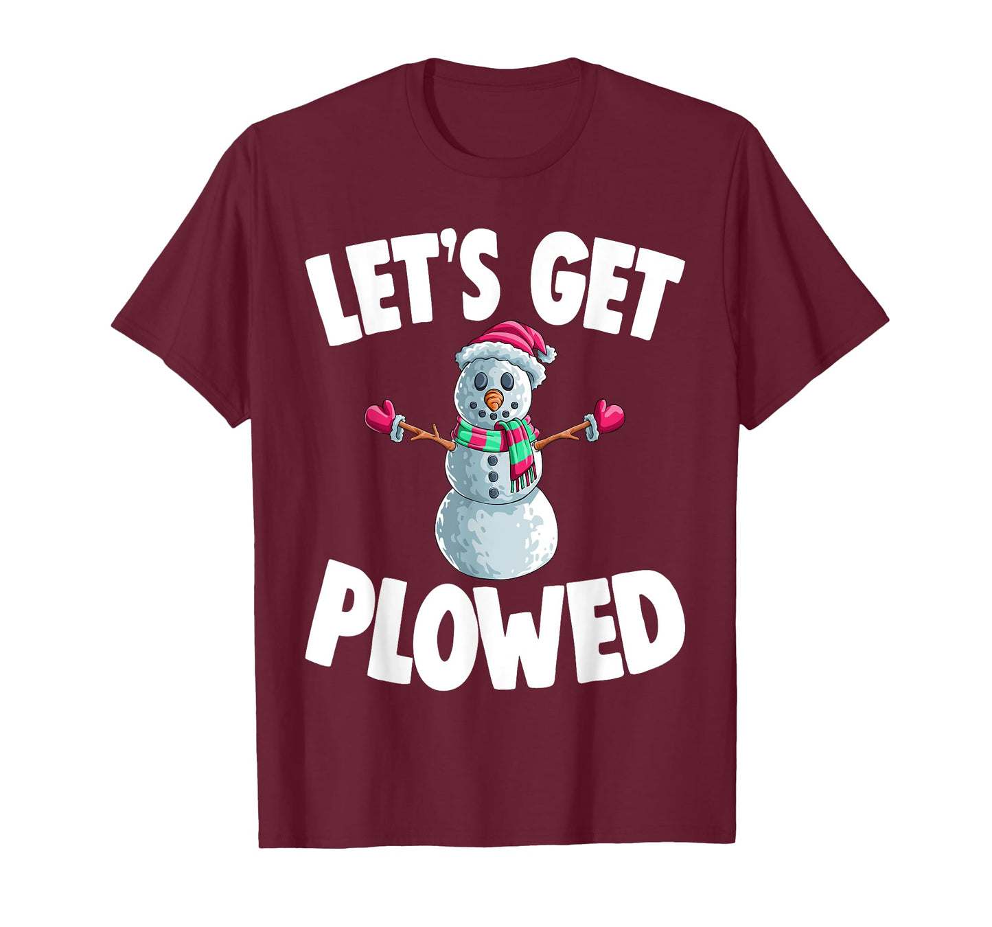 Christmas Snowman Let's Get Plowed Xmas T-Shirt