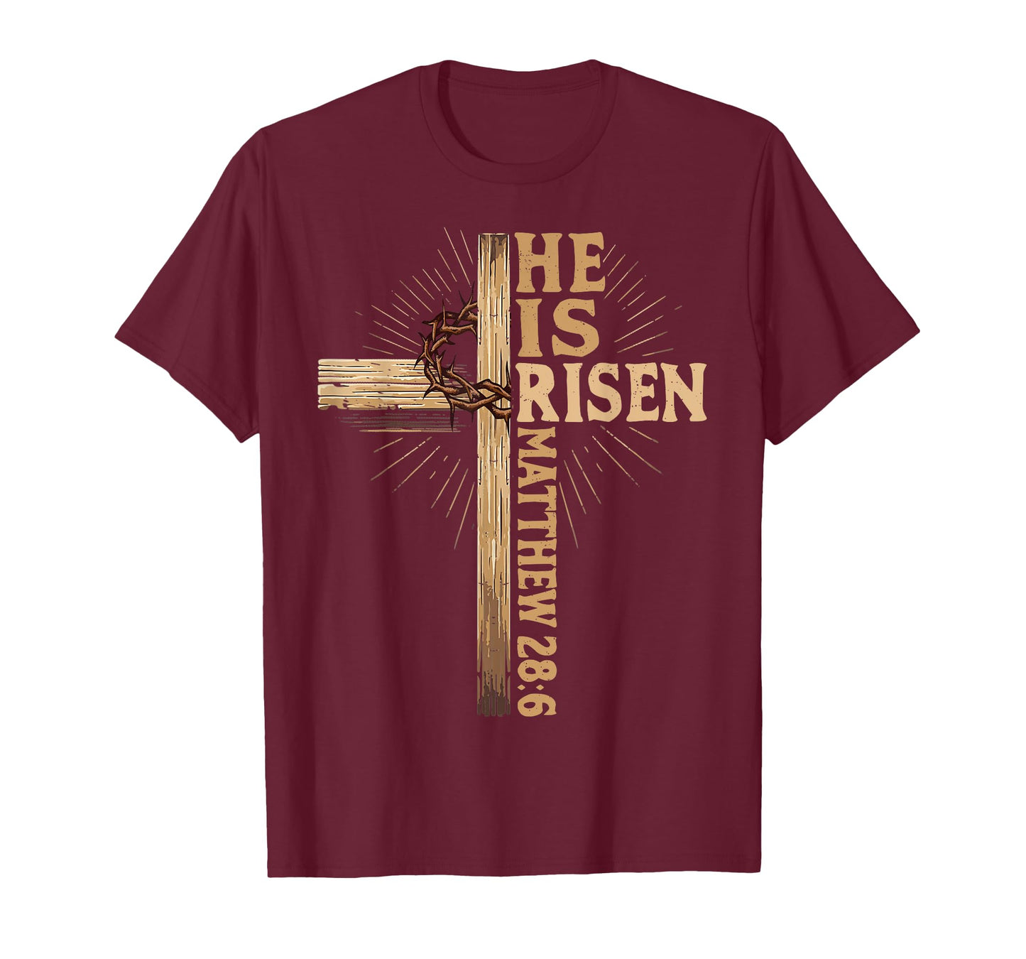 He Is Risen Christian Easter Jesus Religious Vintage Cross T-Shirt