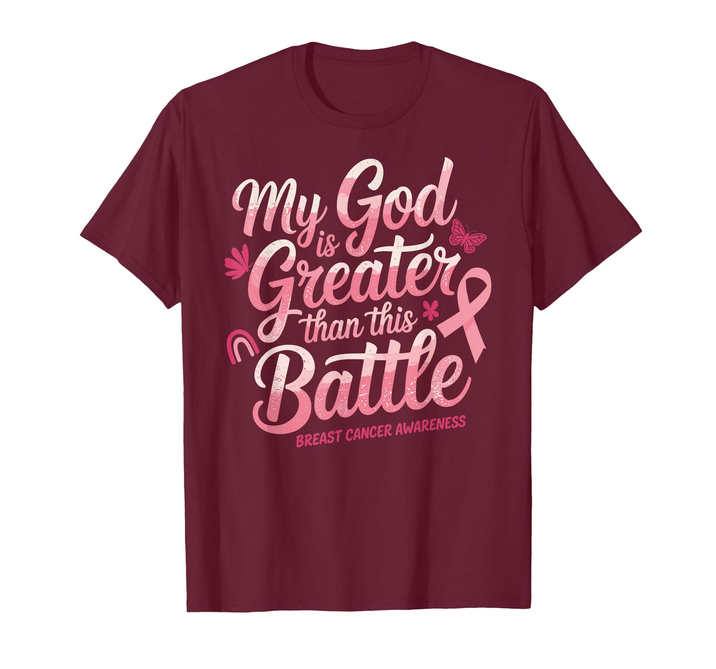 God Faith Breast Cancer Support Breast Cancer Awareness T-Shirt